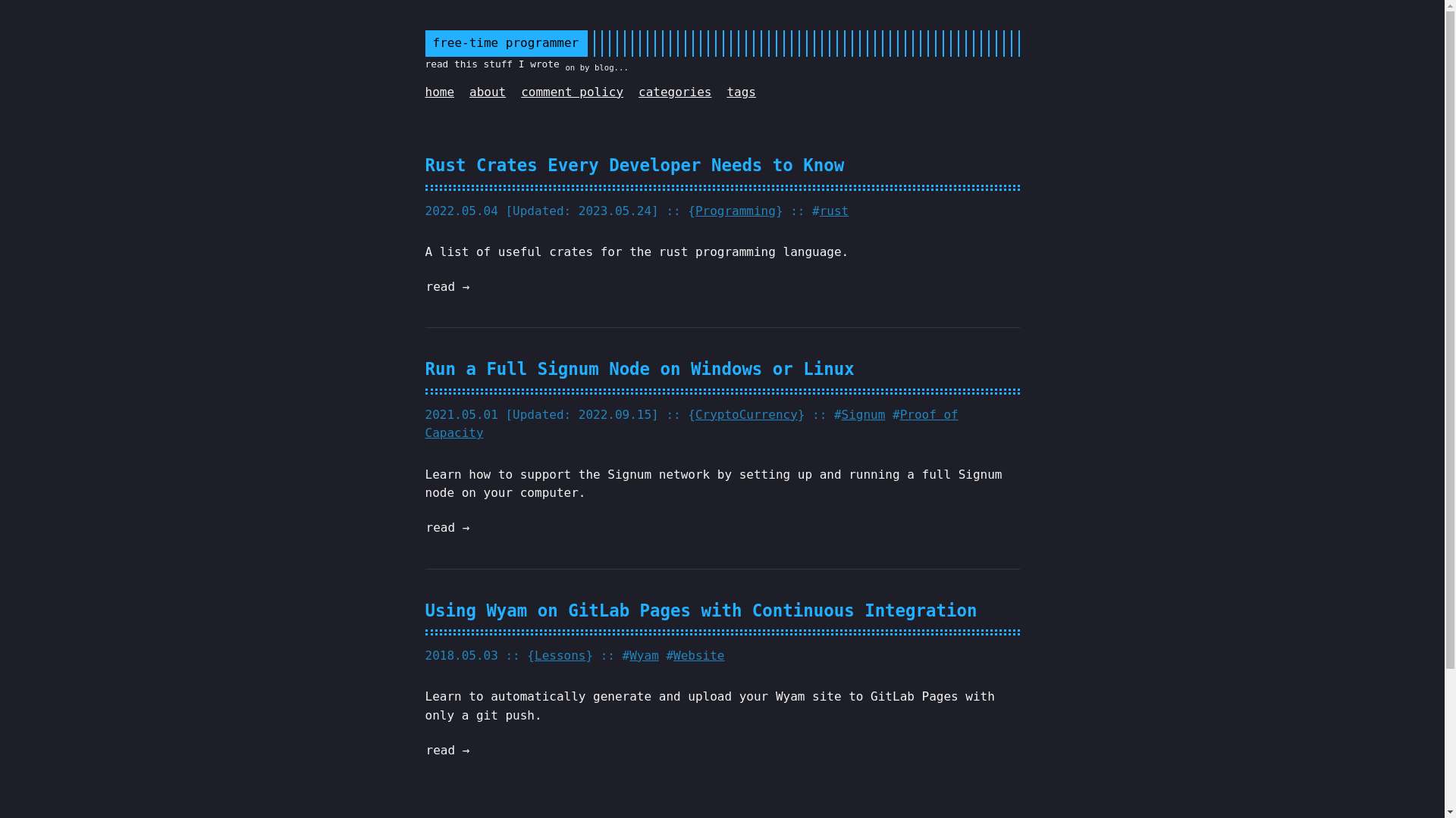 website screenshot of https://freetimeprogrammer.pages.dev/