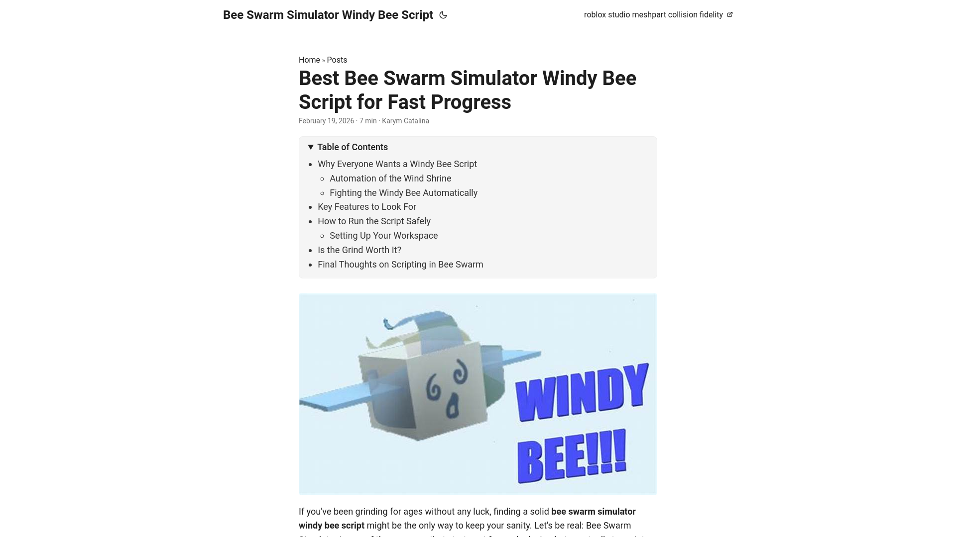 website screenshot of https://bee-swarm-simulator-windy-bee-script.pages.dev/