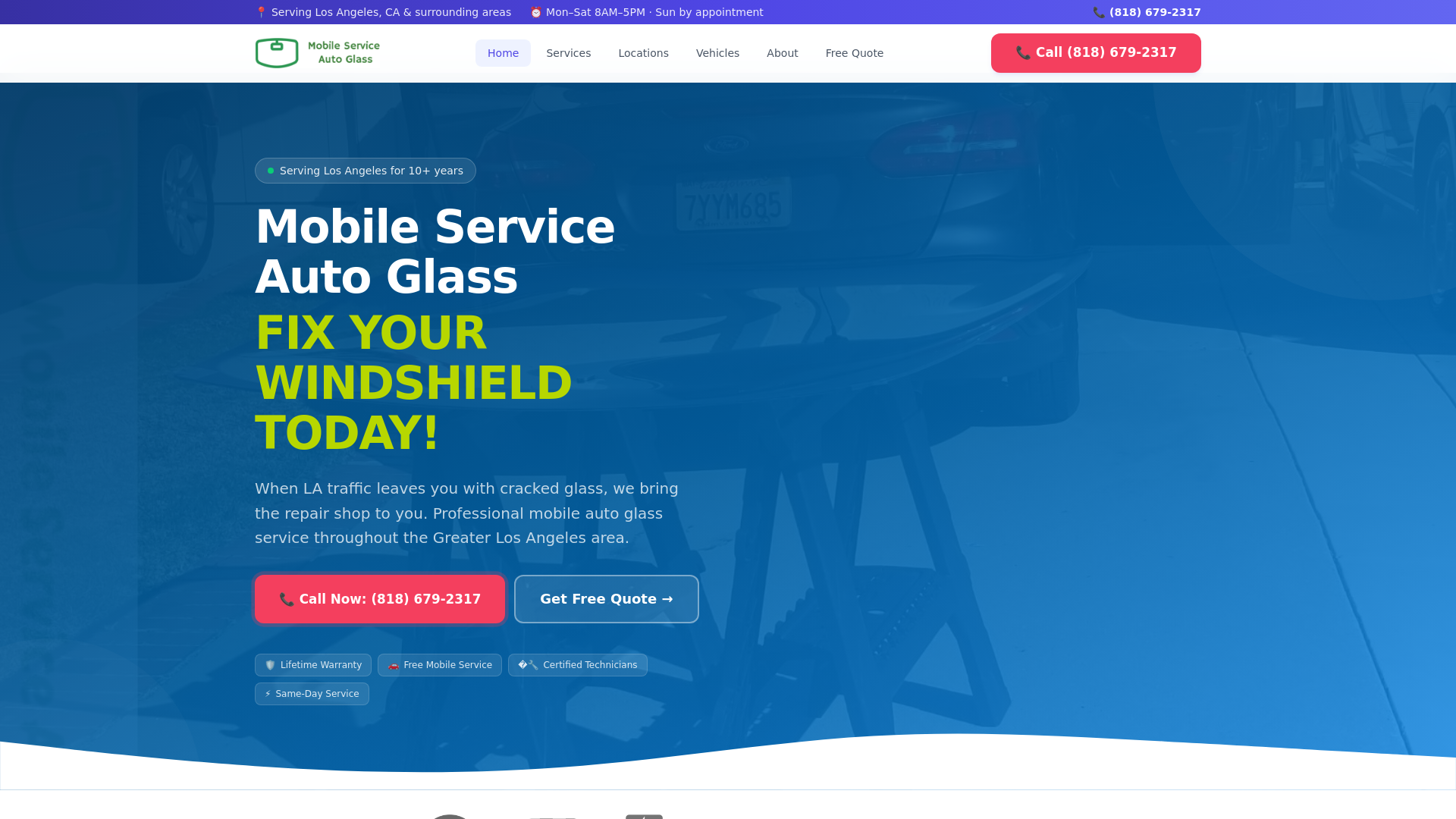 website screenshot of https://mobileserviceautoglass.pages.dev/