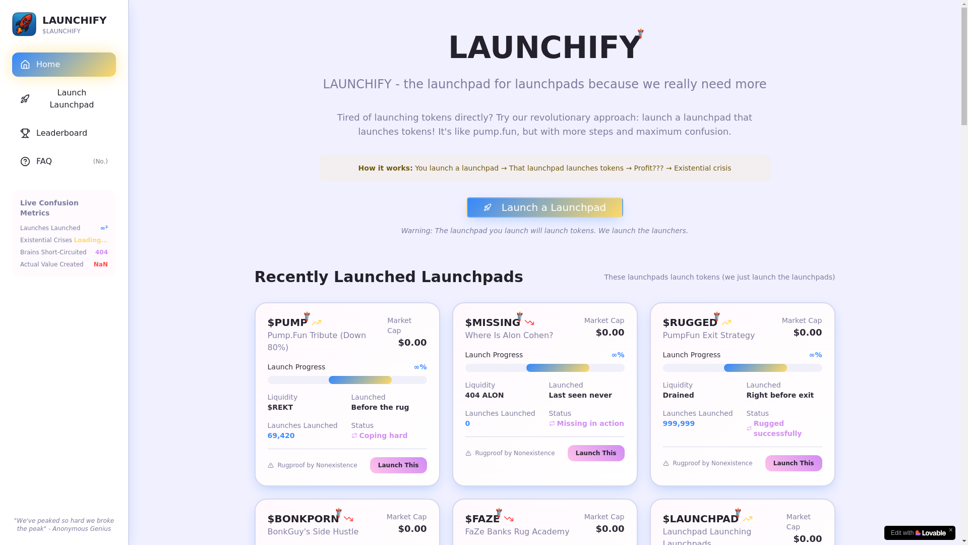 website screenshot of https://launchify.art/