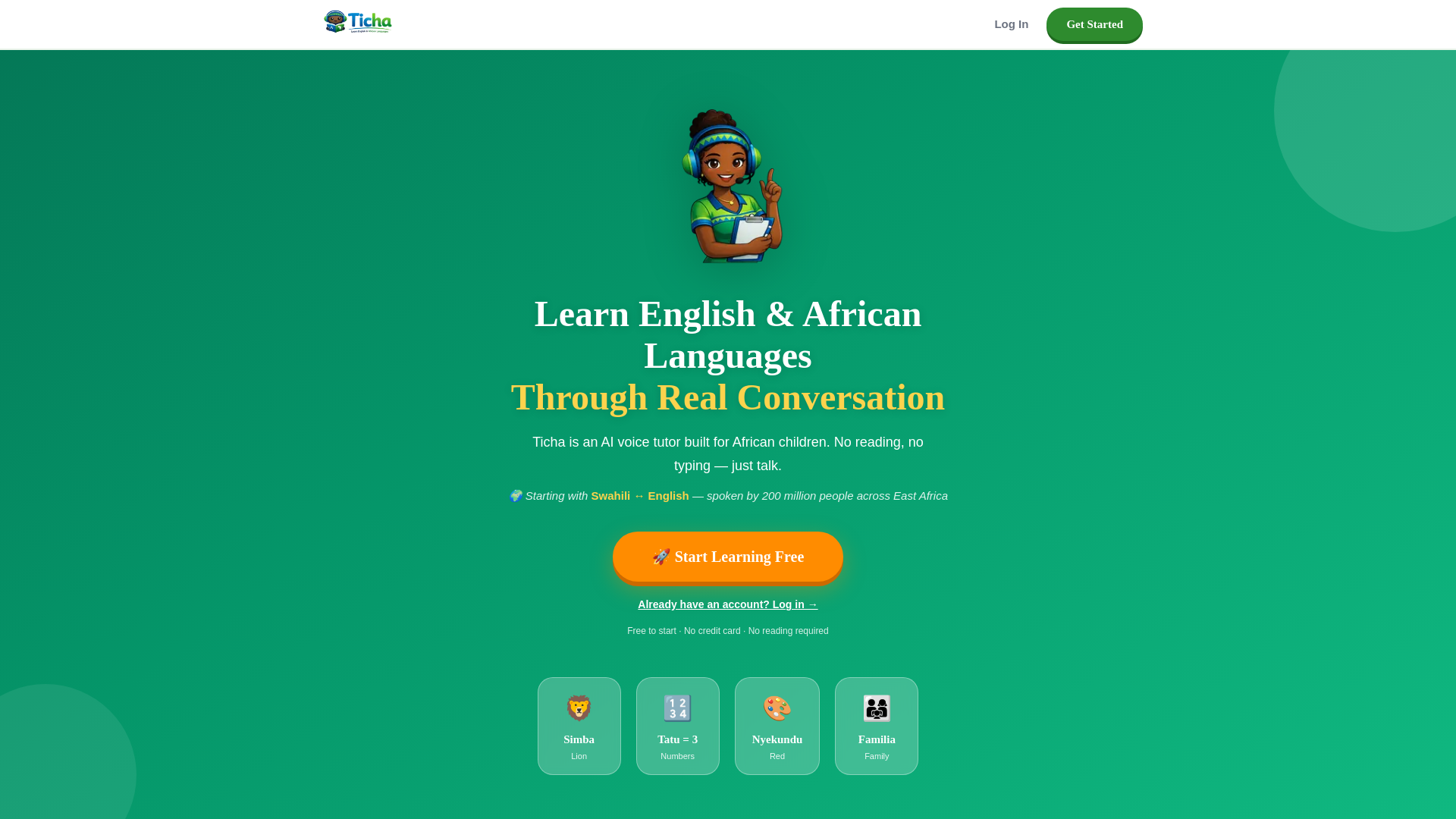 website screenshot of https://ticha.app/