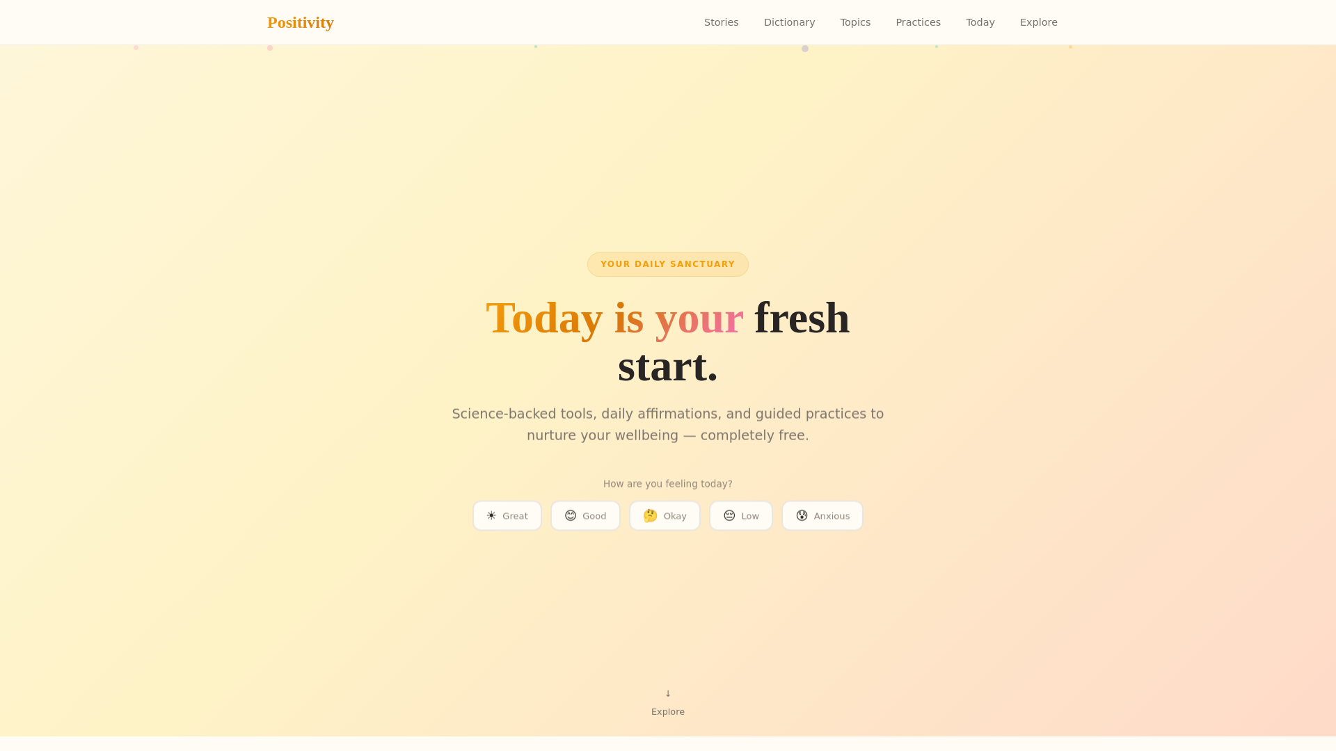 website screenshot of https://positivity-staging.pages.dev/