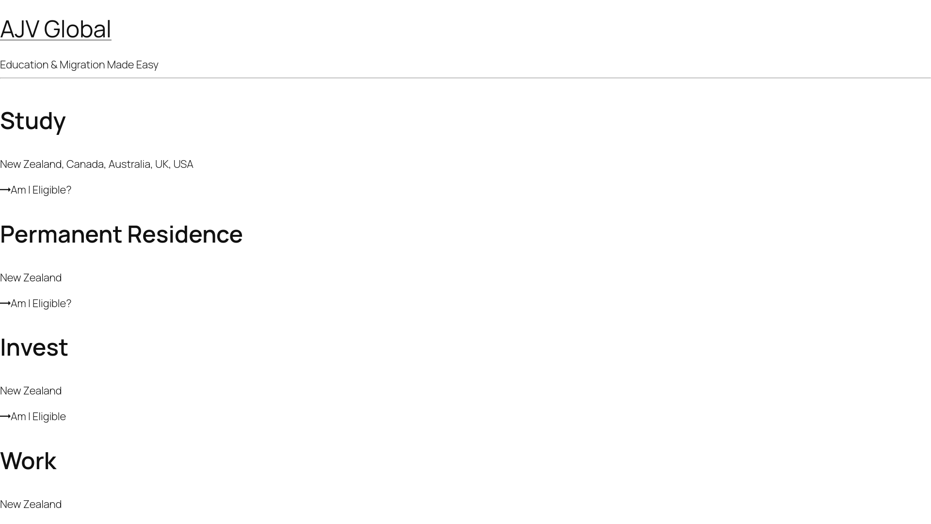 website screenshot of https://ajvglobal.com