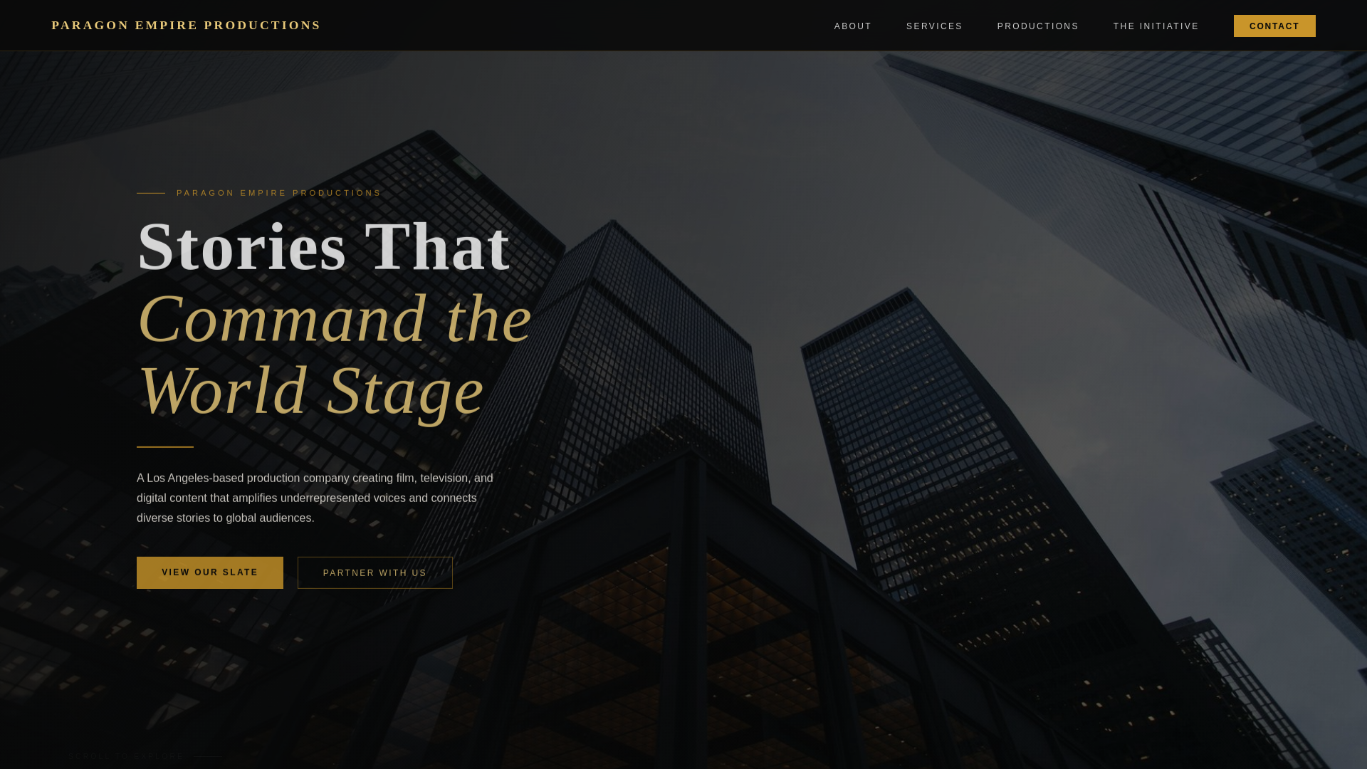 website screenshot of https://paragonempireproductions.com/
