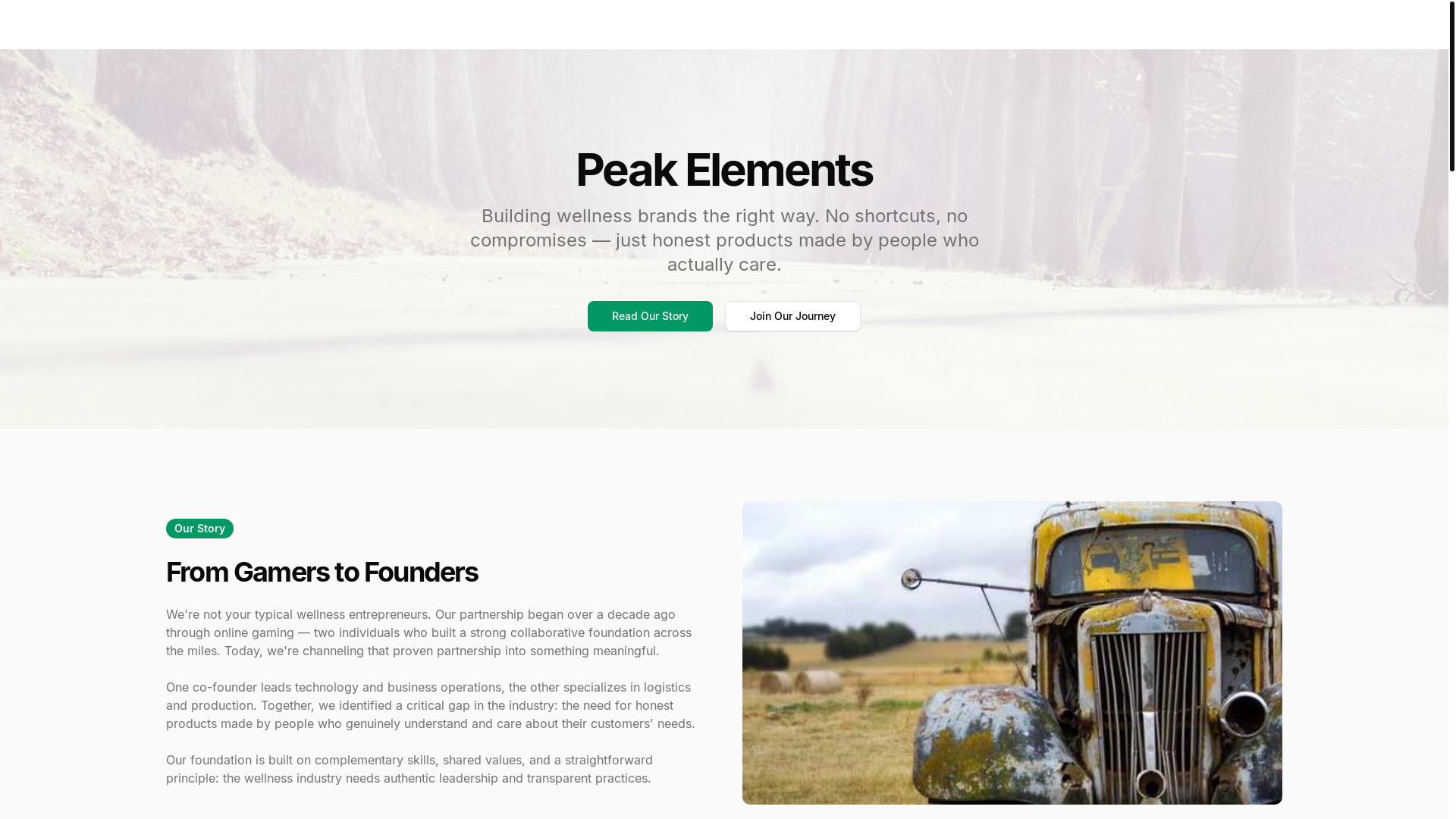 website screenshot of https://peak-elements-llc-landingpage.pages.dev/