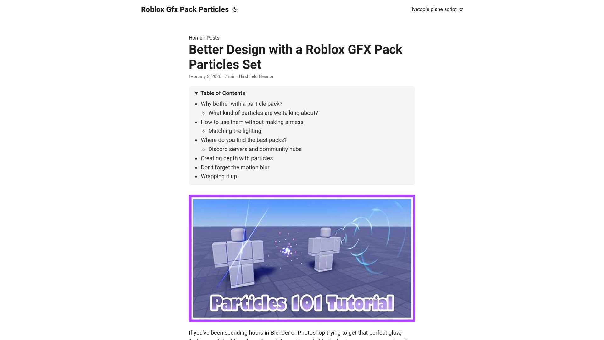 website screenshot of https://roblox-gfx-pack-particles.pages.dev/