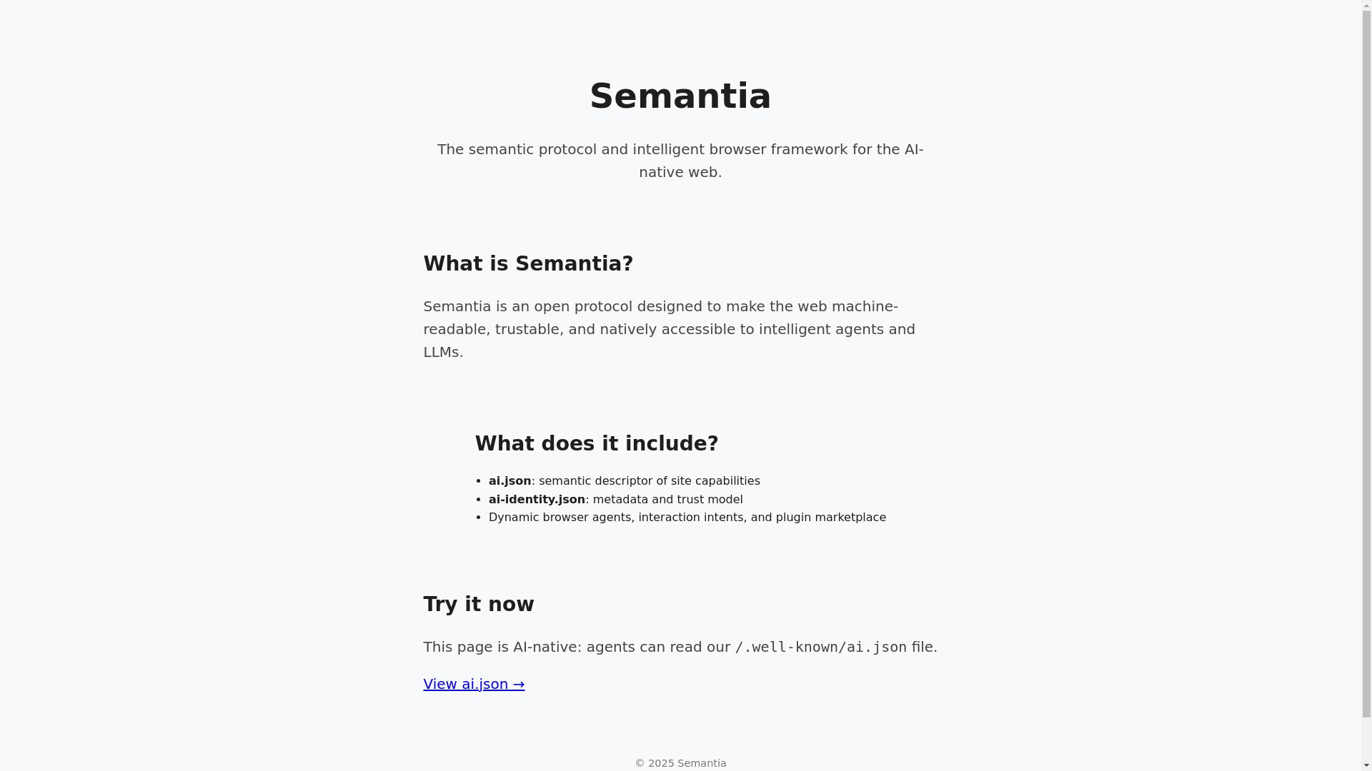 website screenshot of https://semantia.tech/