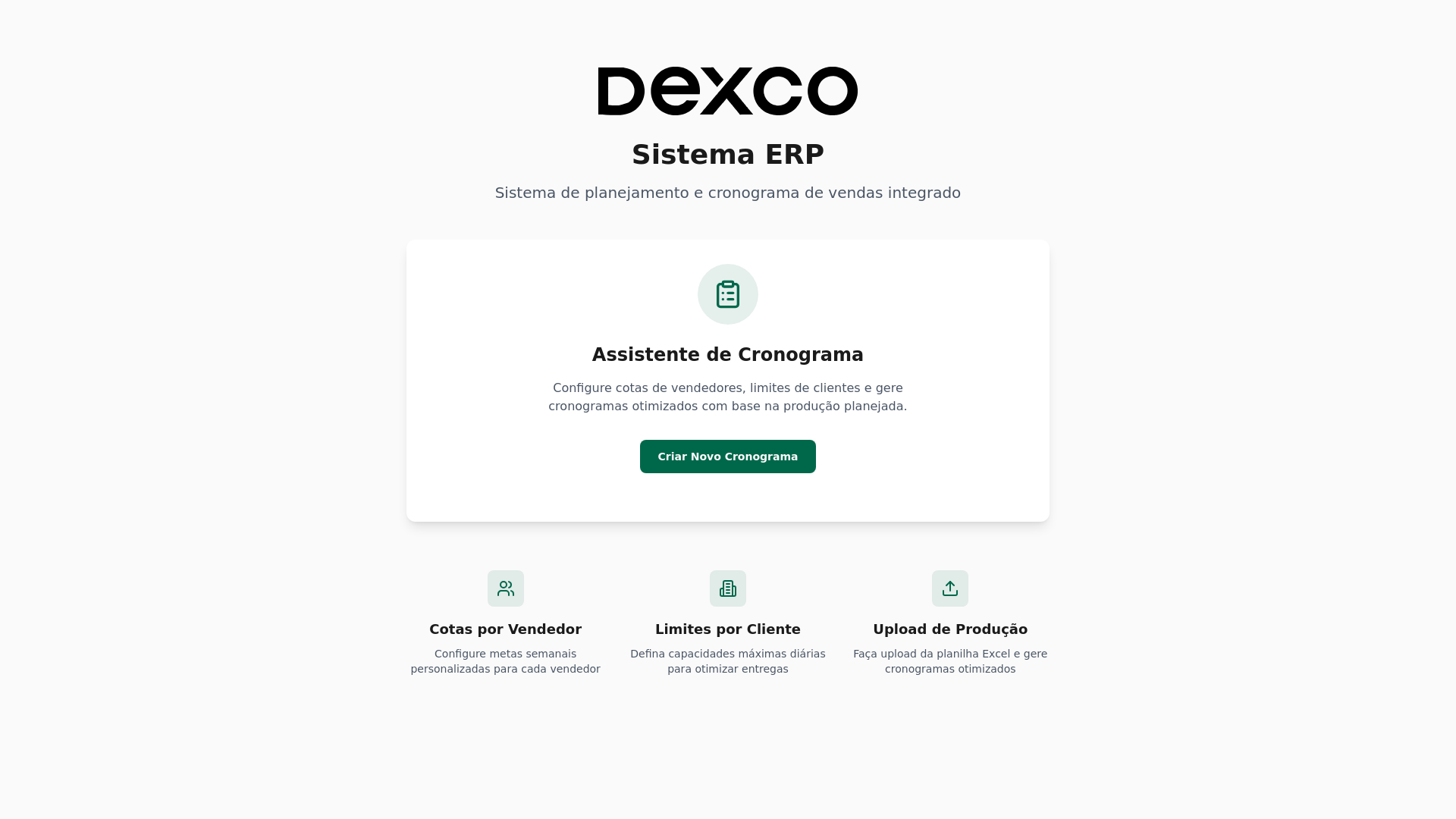 website screenshot of https://dexco-erp-client.pages.dev/