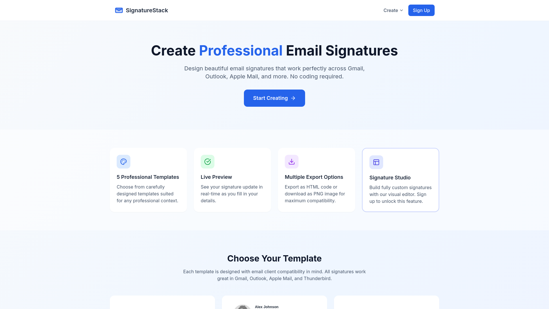 website screenshot of https://signaturestack.cc/