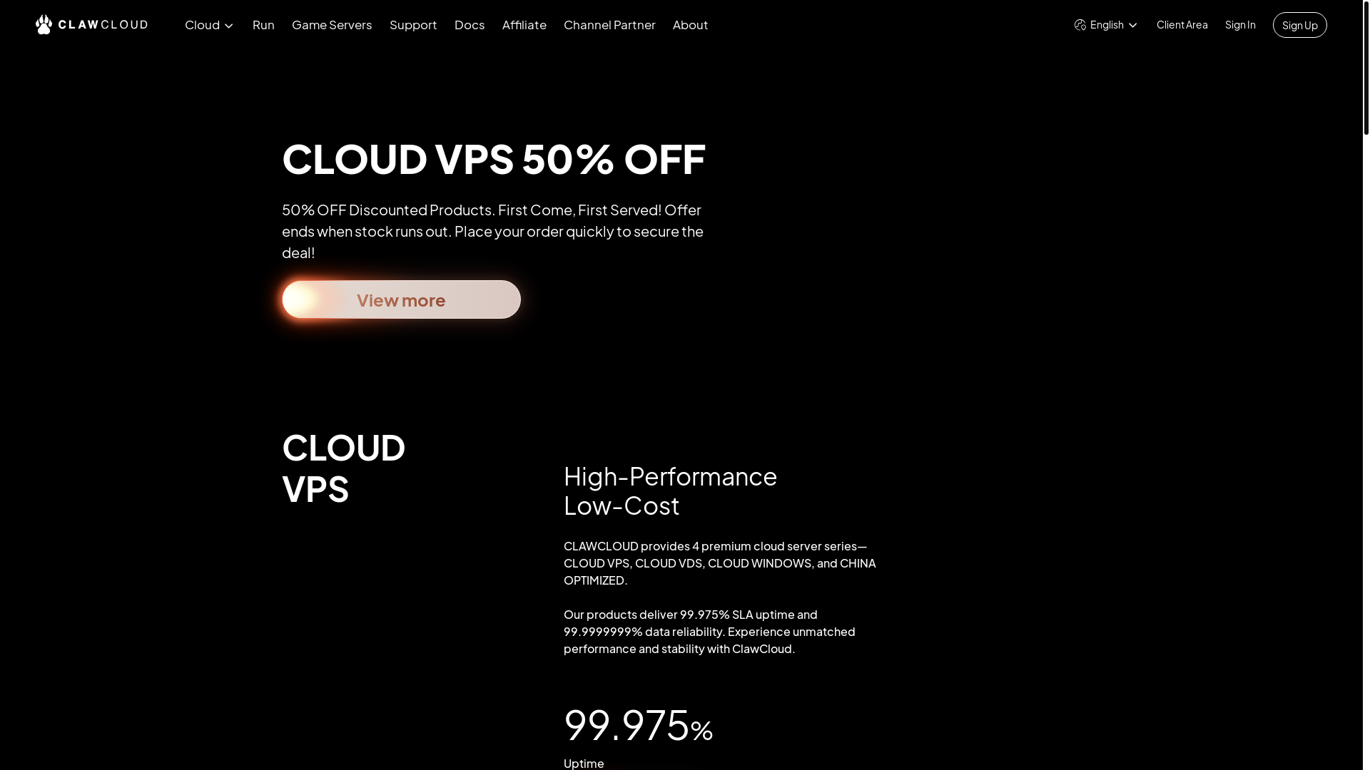 website screenshot of https://claw.cloud