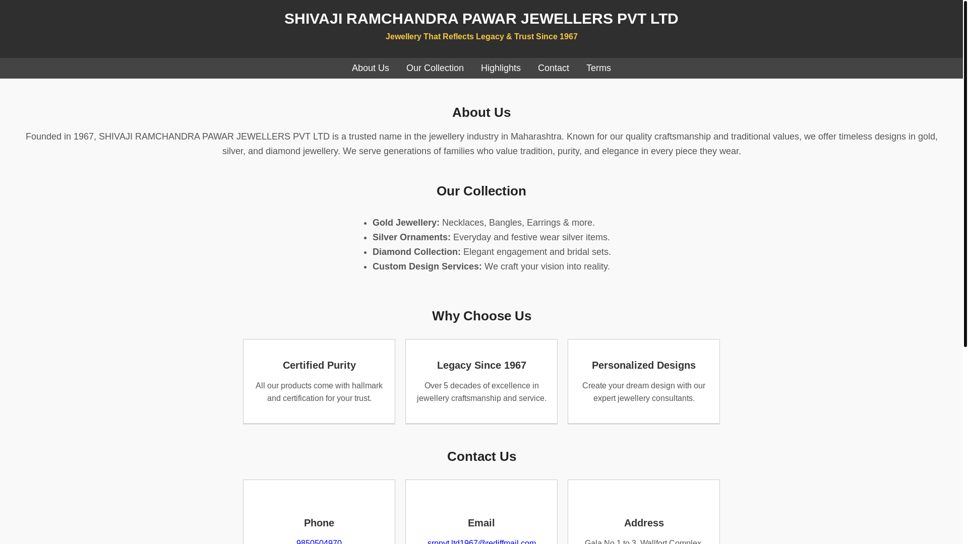 website screenshot of https://shivajiramchandrapawarjewellerspvtltd.shop/