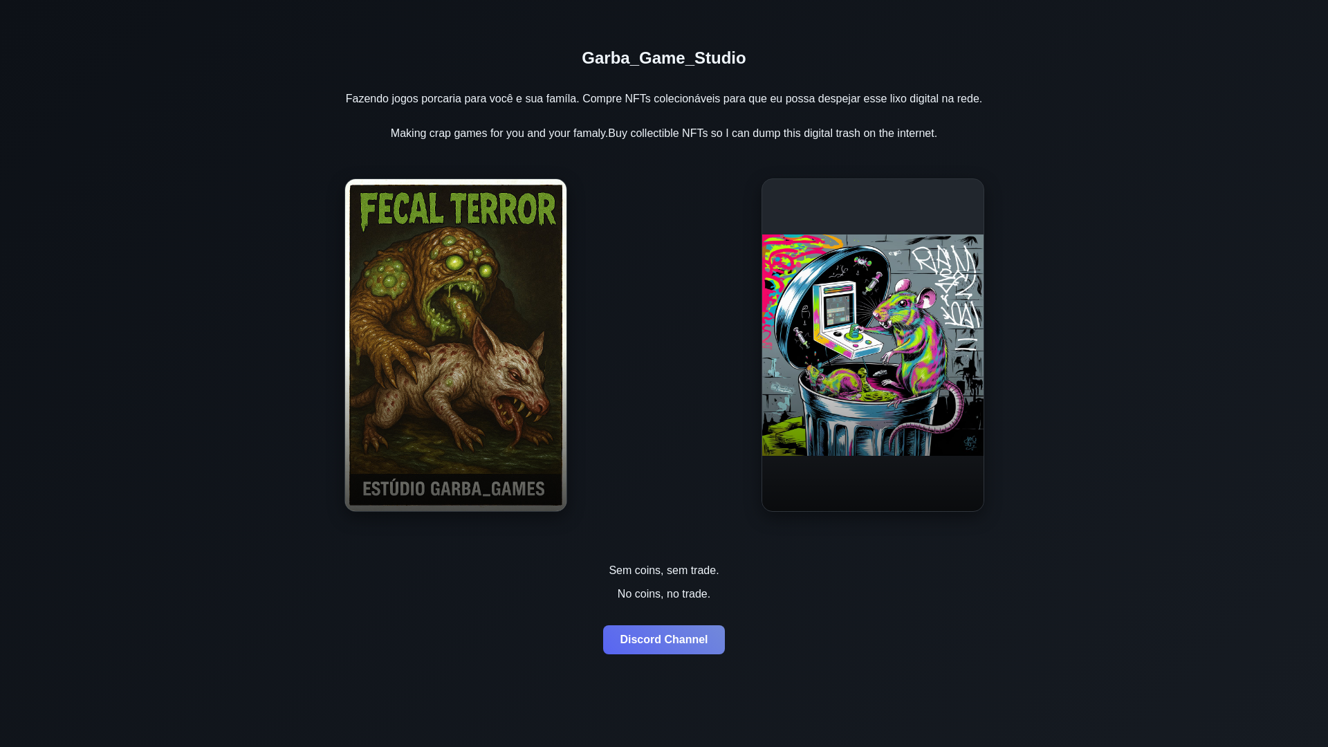 website screenshot of https://garbagamestudio.com/