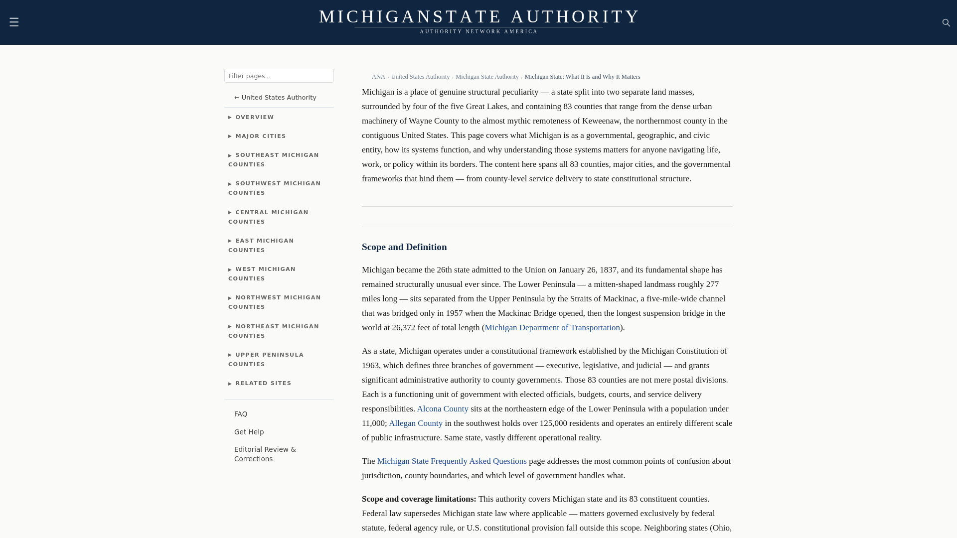 website screenshot of https://michiganstateauthority.com