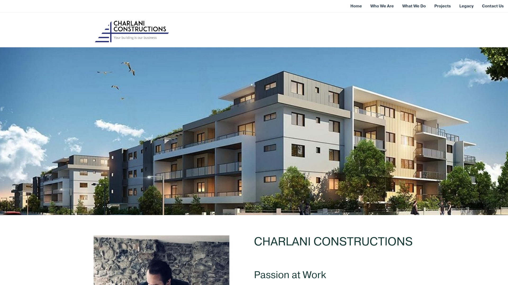 website screenshot of https://charlaniconstructions.com.au/