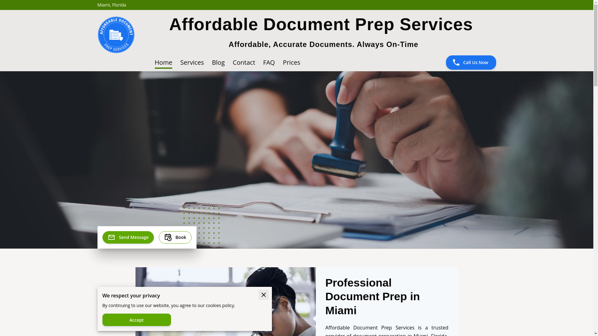 website screenshot of https://affordabledocumentprepservices.com/