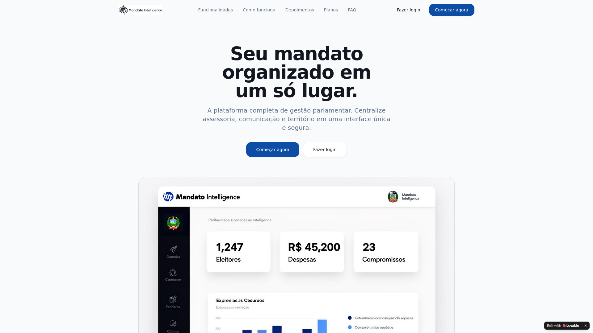 website screenshot of https://mandatointeligente.app/