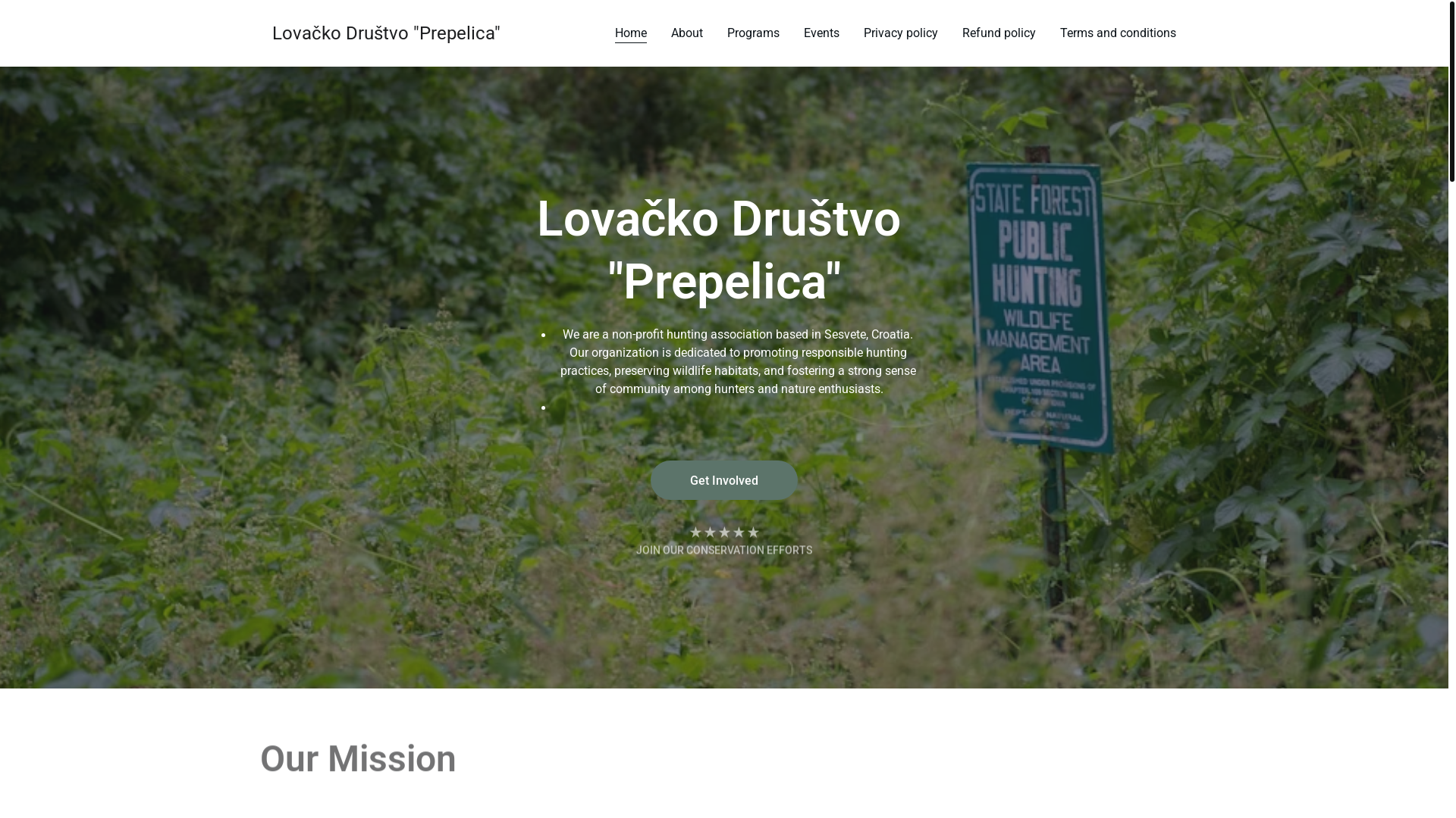 website screenshot of https://lovackodrustvoprepelica.blog/