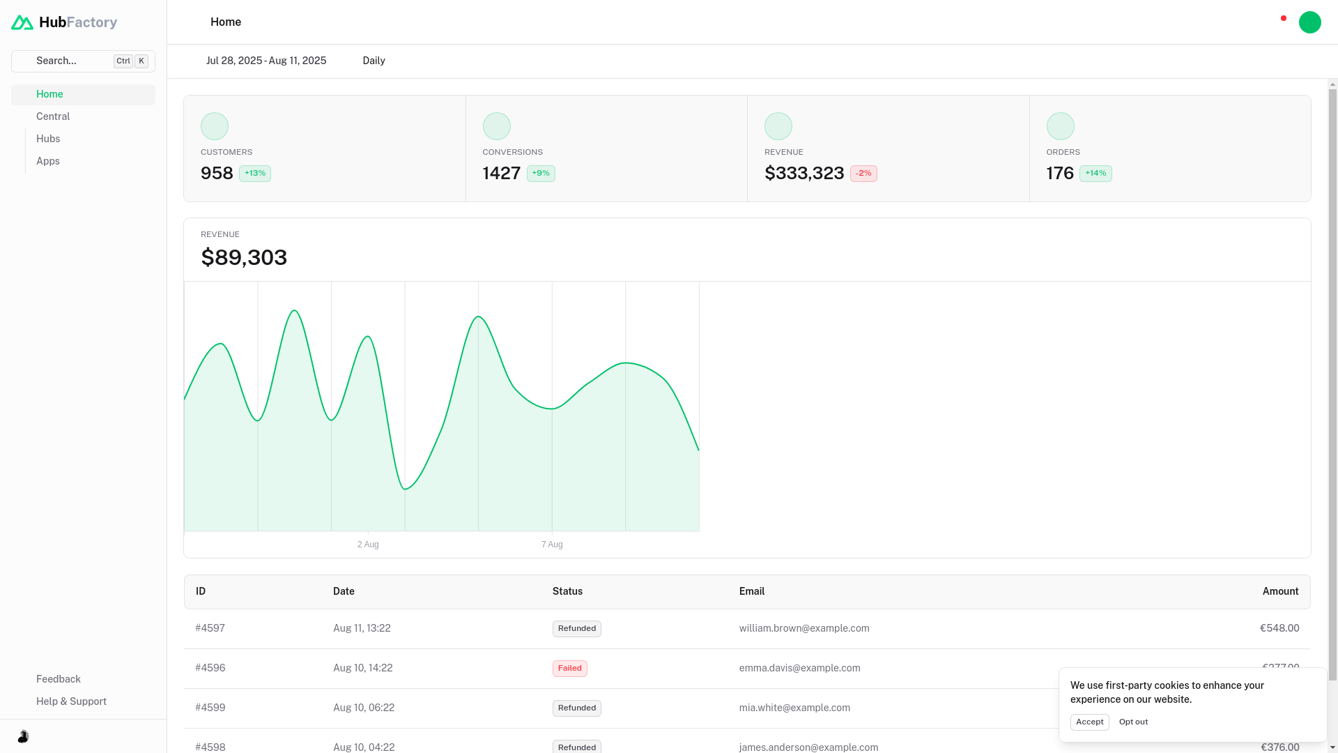 website screenshot of https://hubfactory-board-ui.pages.dev/