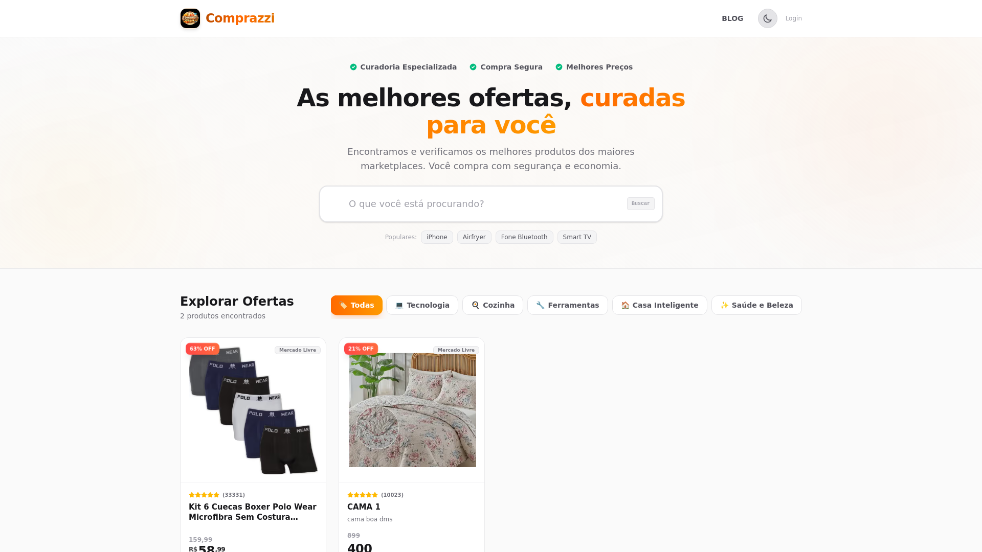 website screenshot of https://comprazzi.com.br/