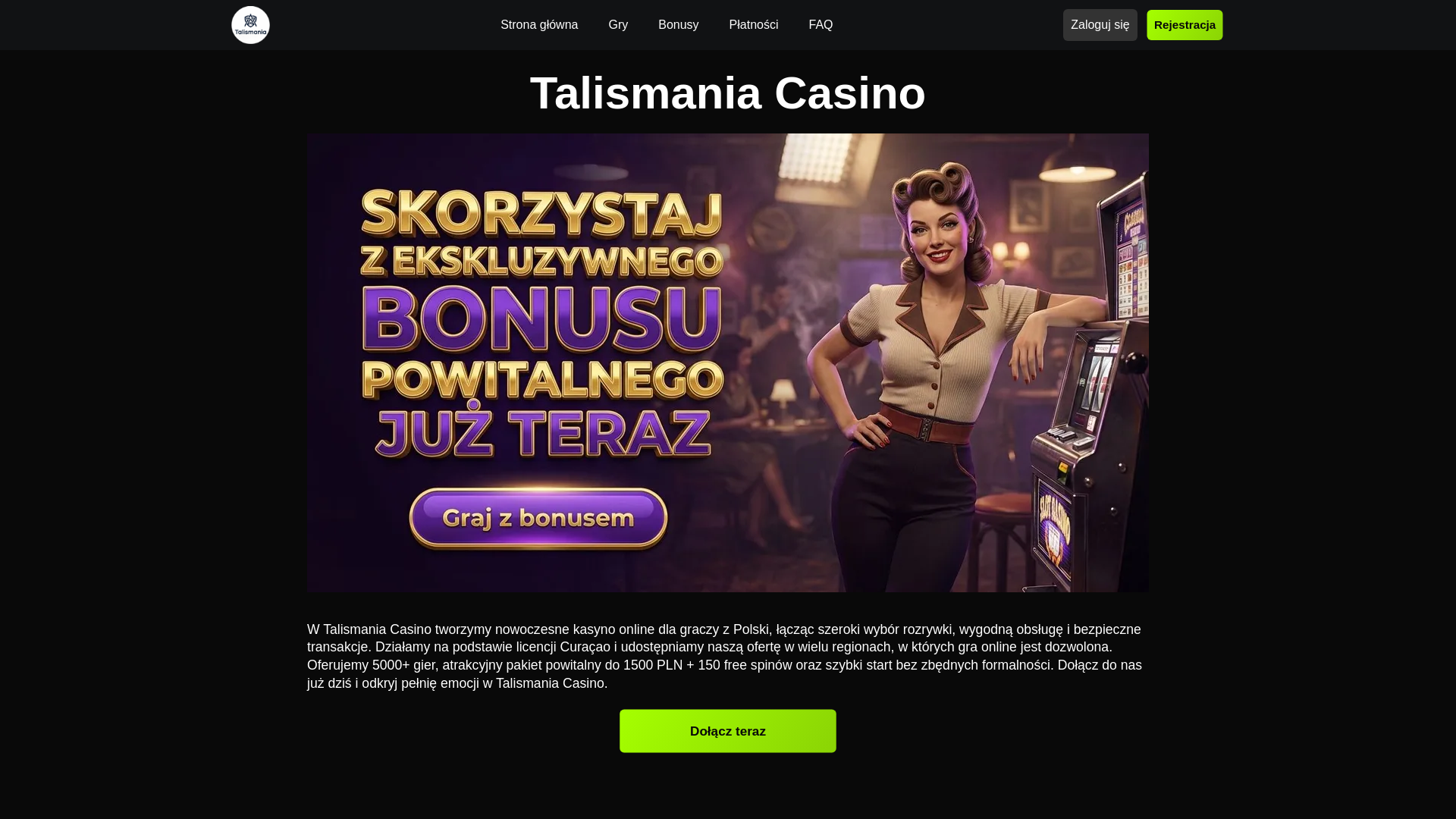 website screenshot of https://talismania-casino-com-pl-52792.pages.dev/