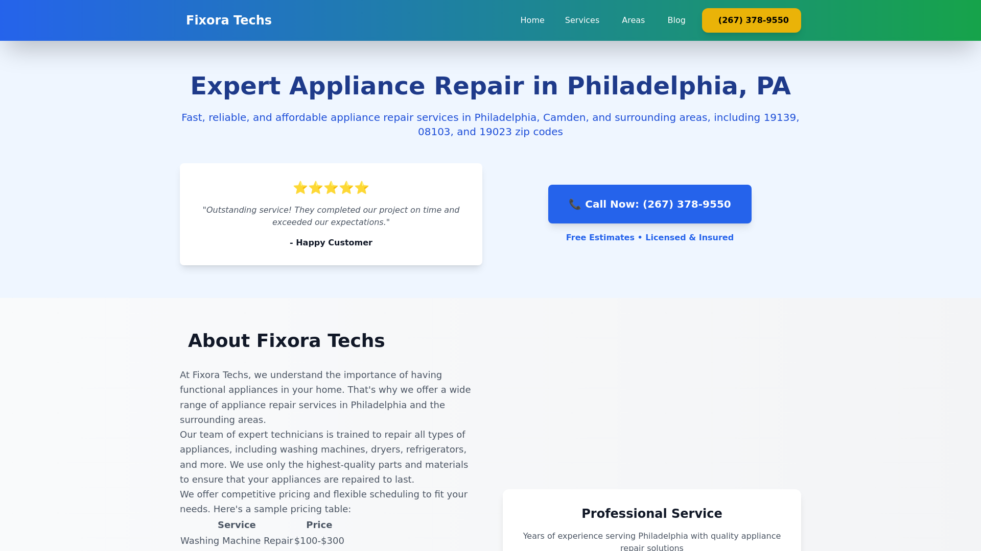 website screenshot of https://fixoratechs.pages.dev/