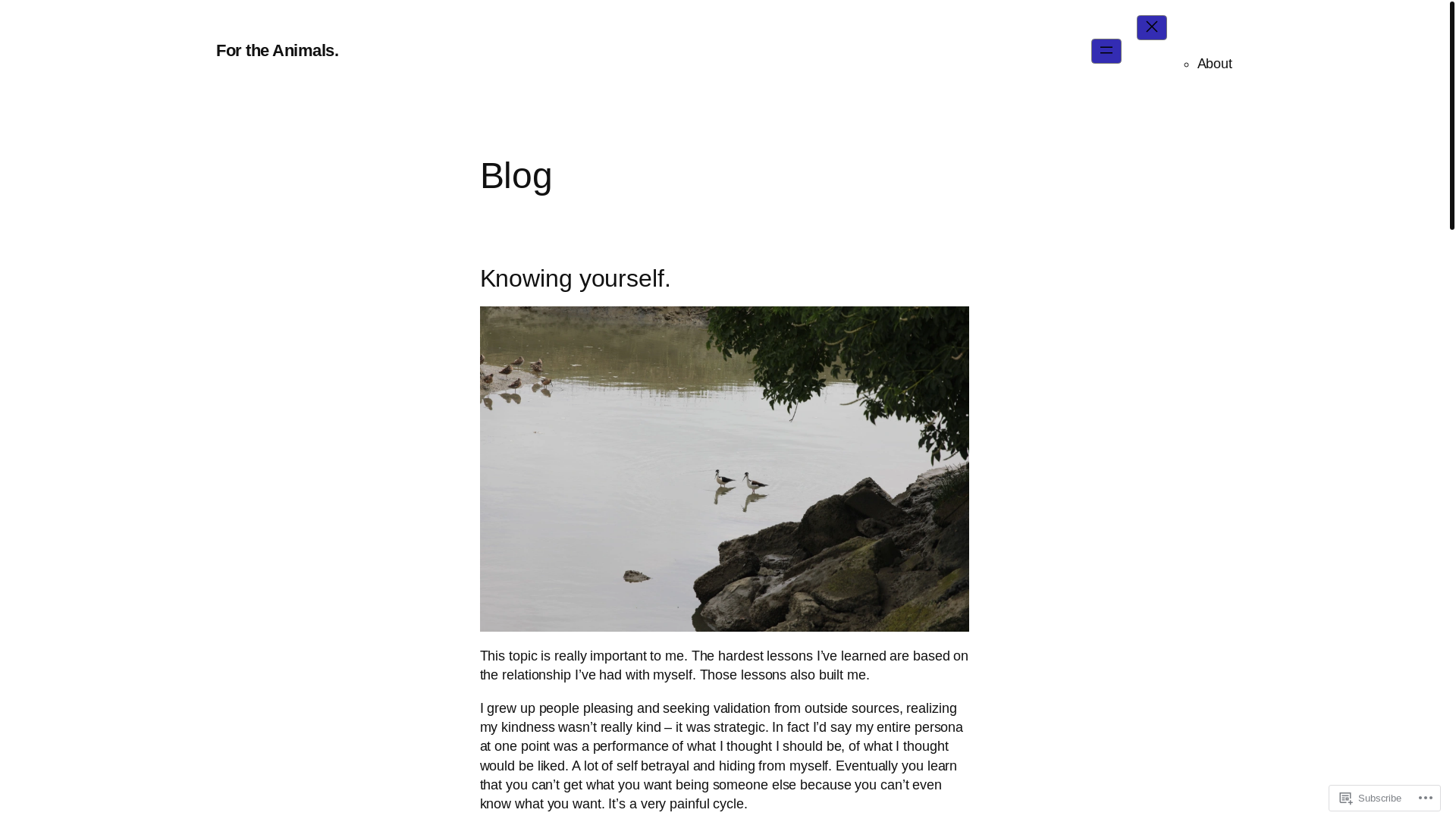website screenshot of https://fortheanimals.blog/