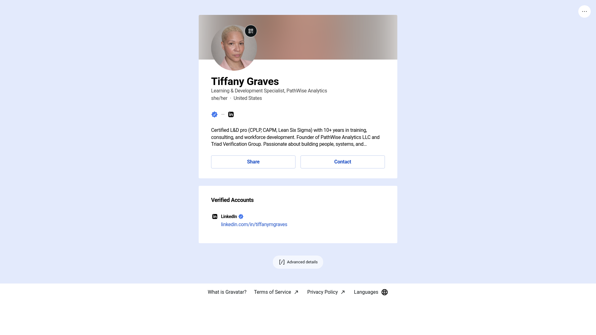 website screenshot of https://tiffanygraves.info/