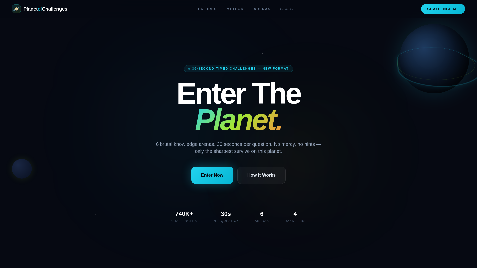 website screenshot of https://planetof-challenges.com