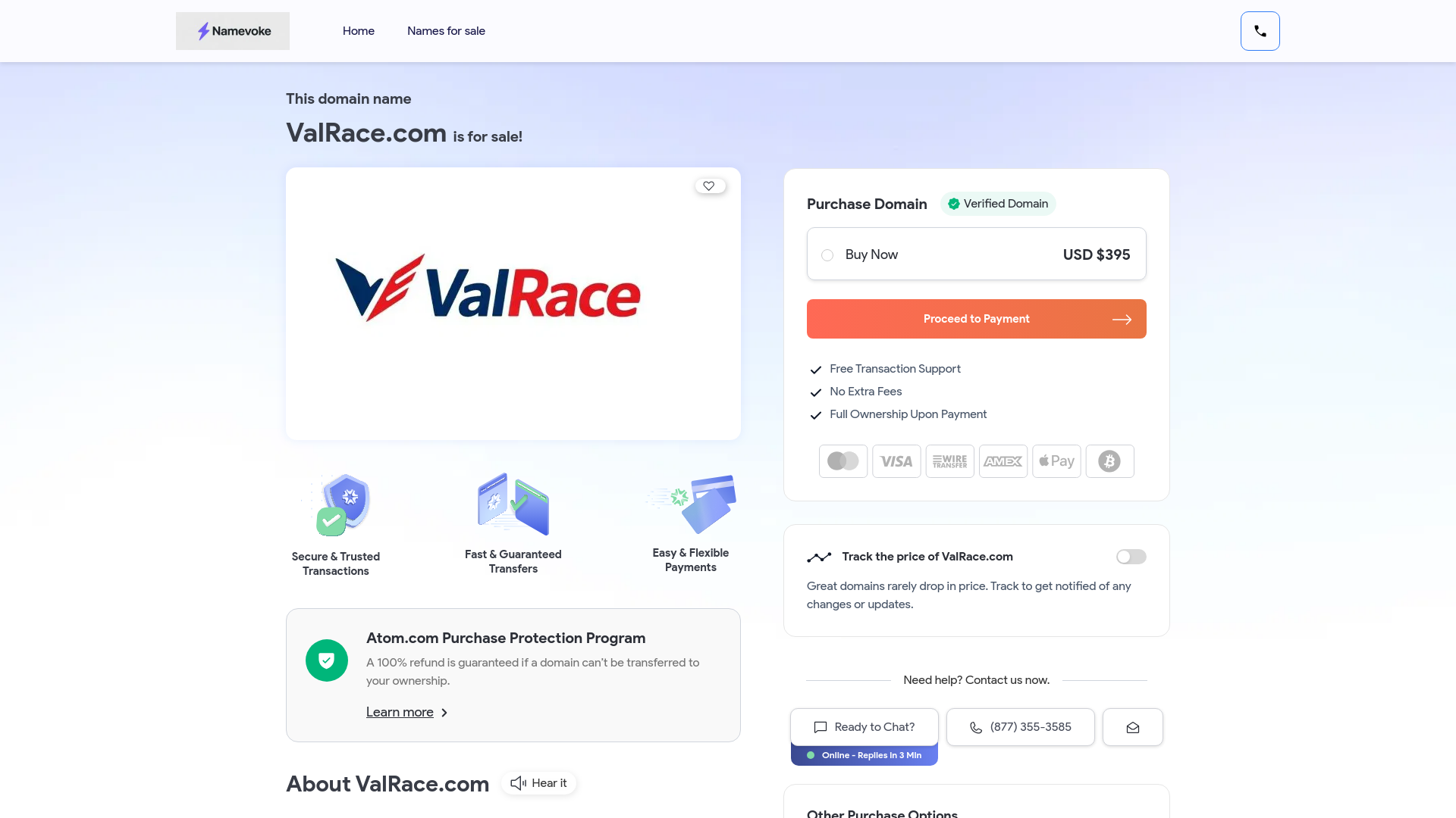 website screenshot of https://valrace.com/