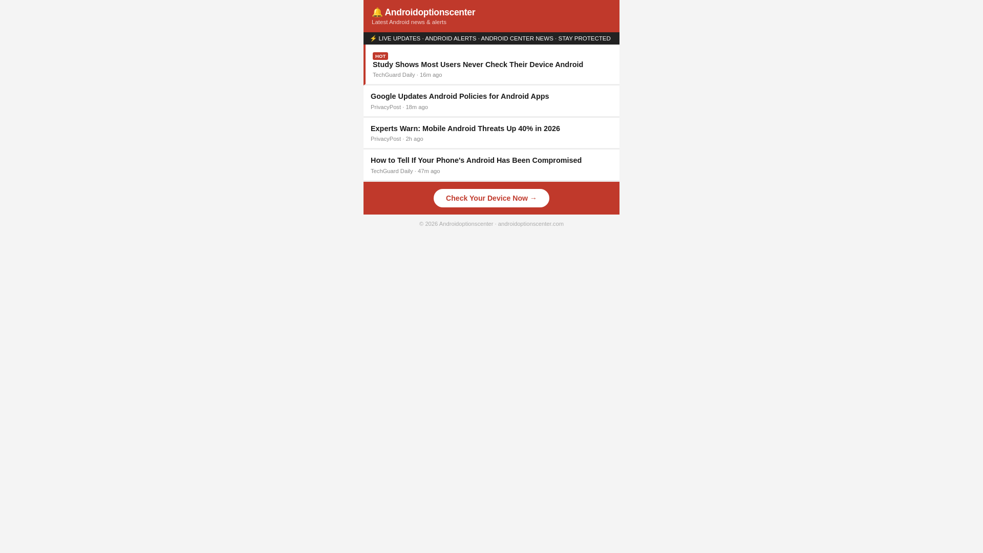 website screenshot of https://androidoptionscenter.com/