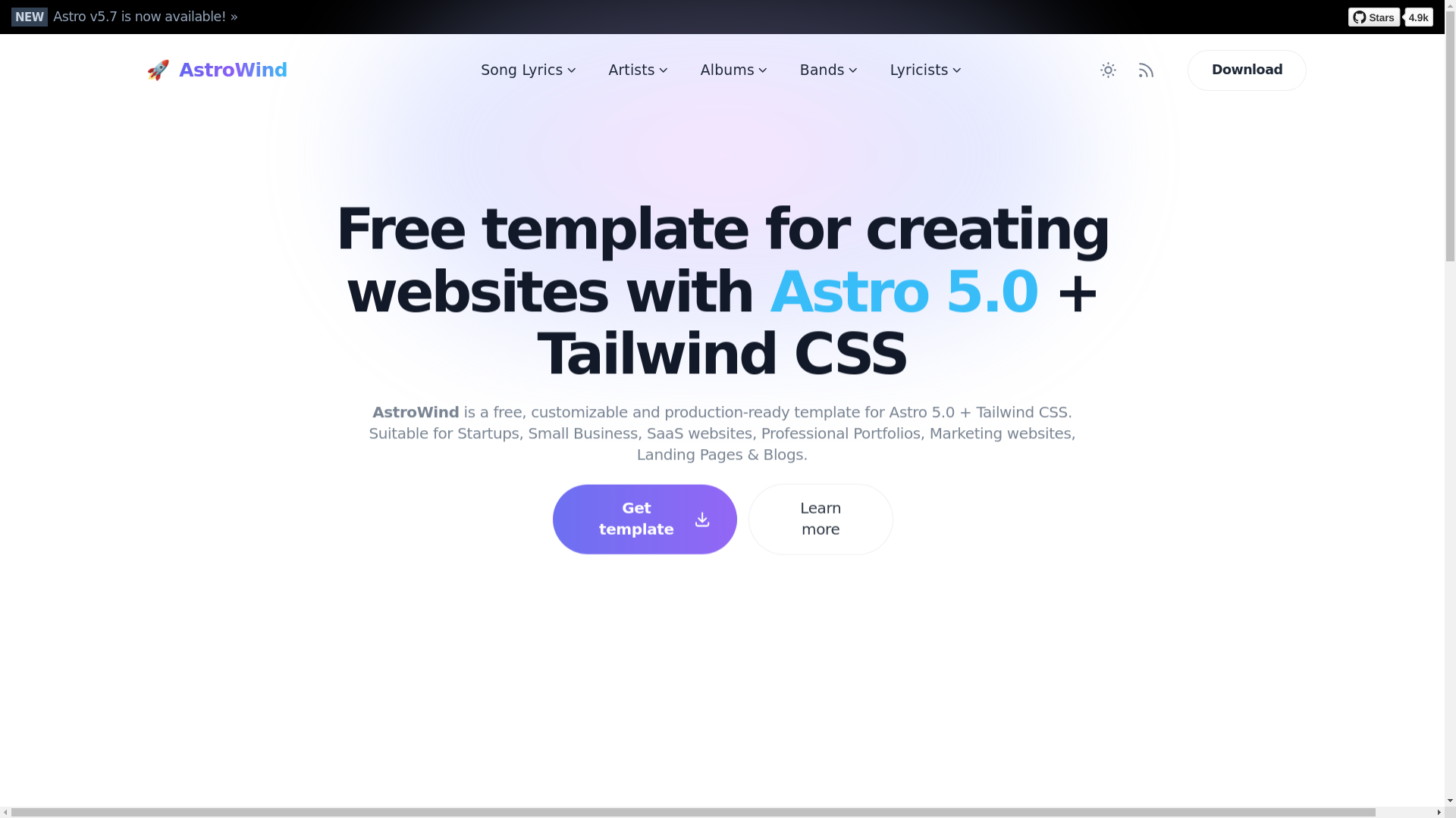 website screenshot of https://lyrics-site.pages.dev/