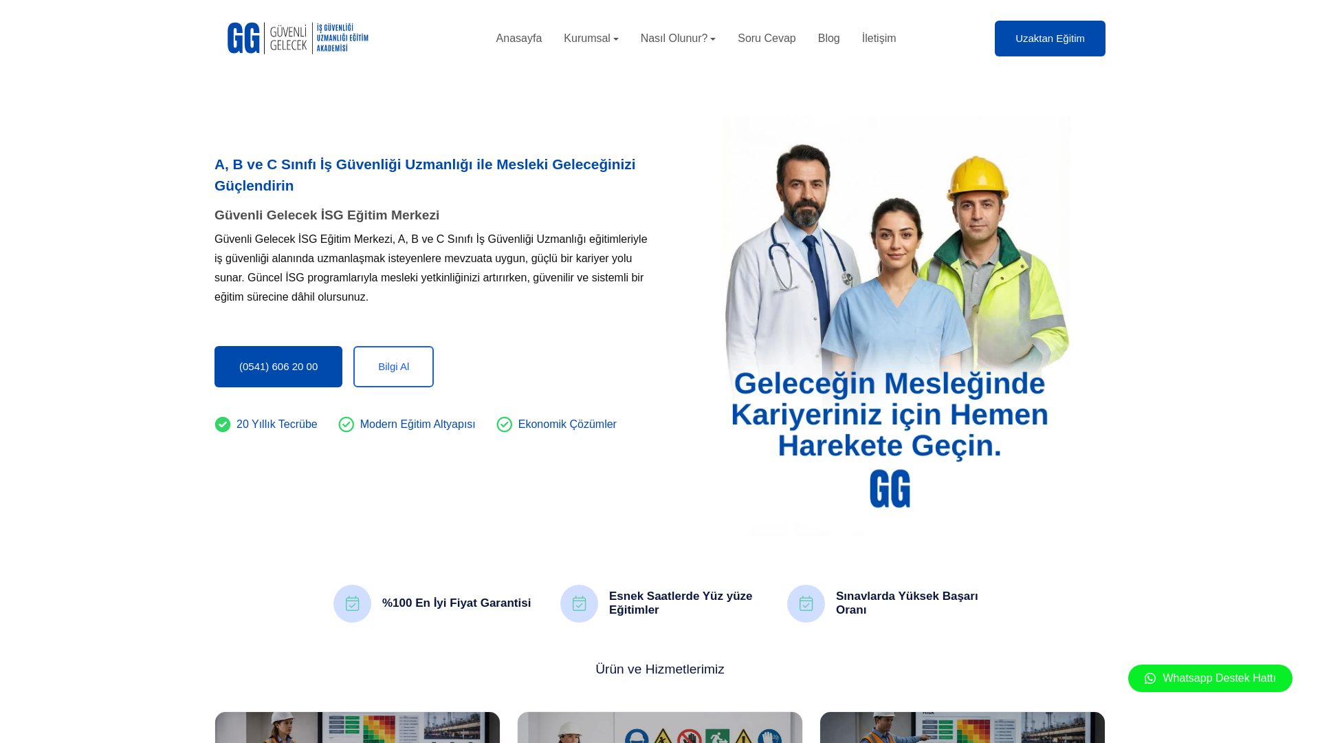 website screenshot of https://isgkursuizmir.com.tr/