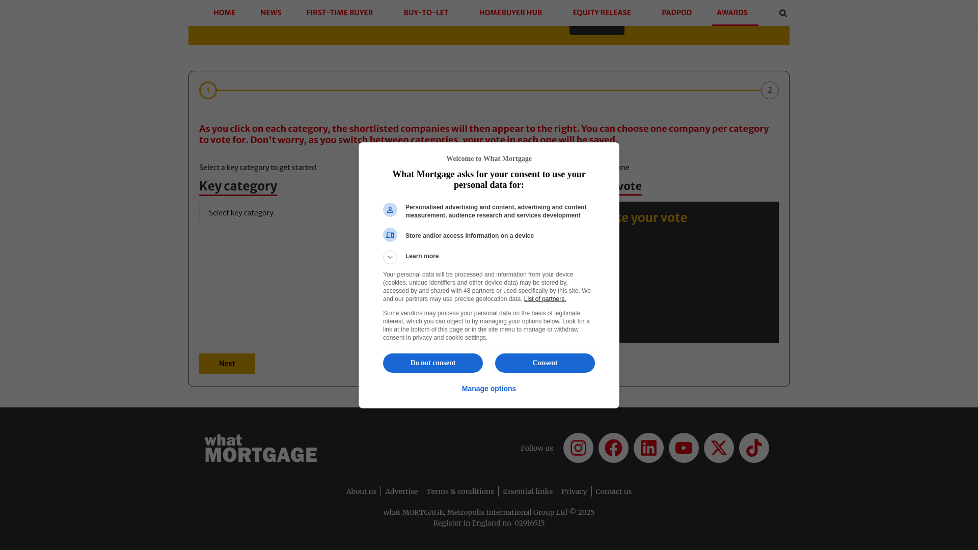 website screenshot of https://whatmortgage.co.uk/awards/#VotingProcess