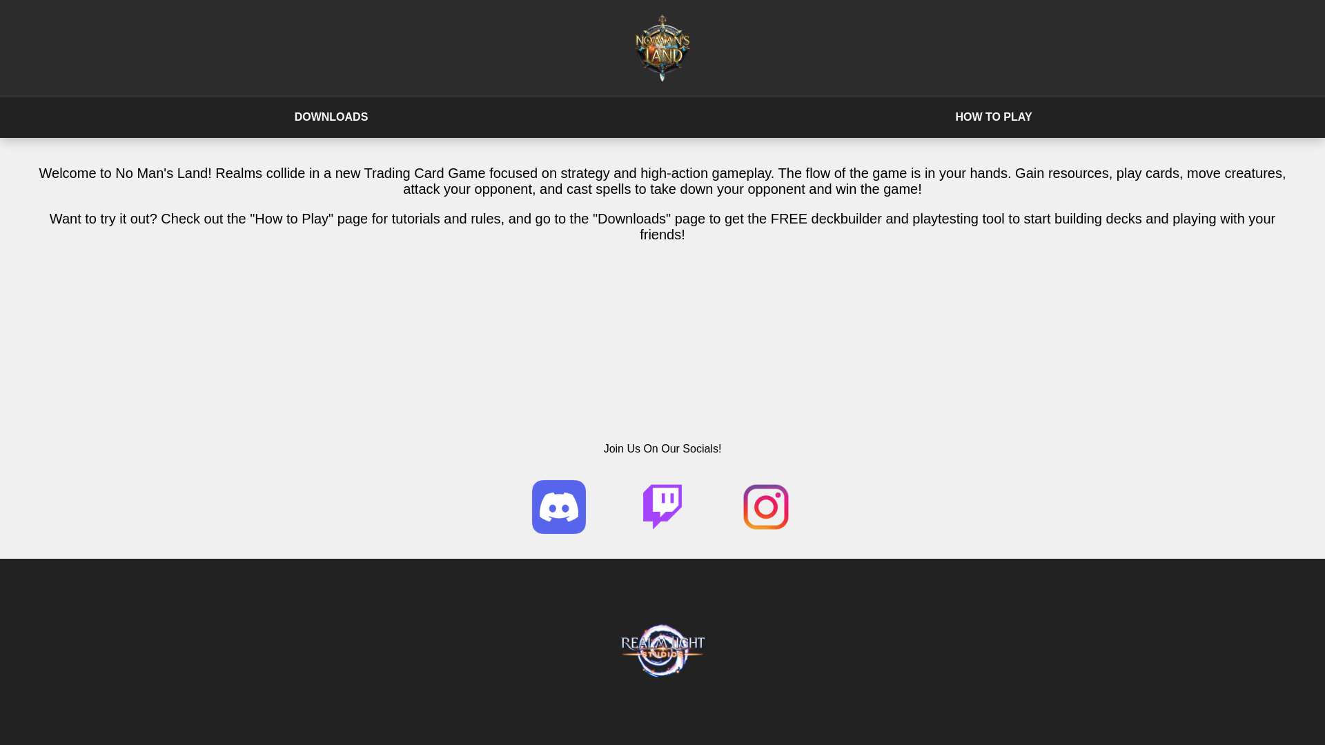 website screenshot of https://nomanslandtcg.com/