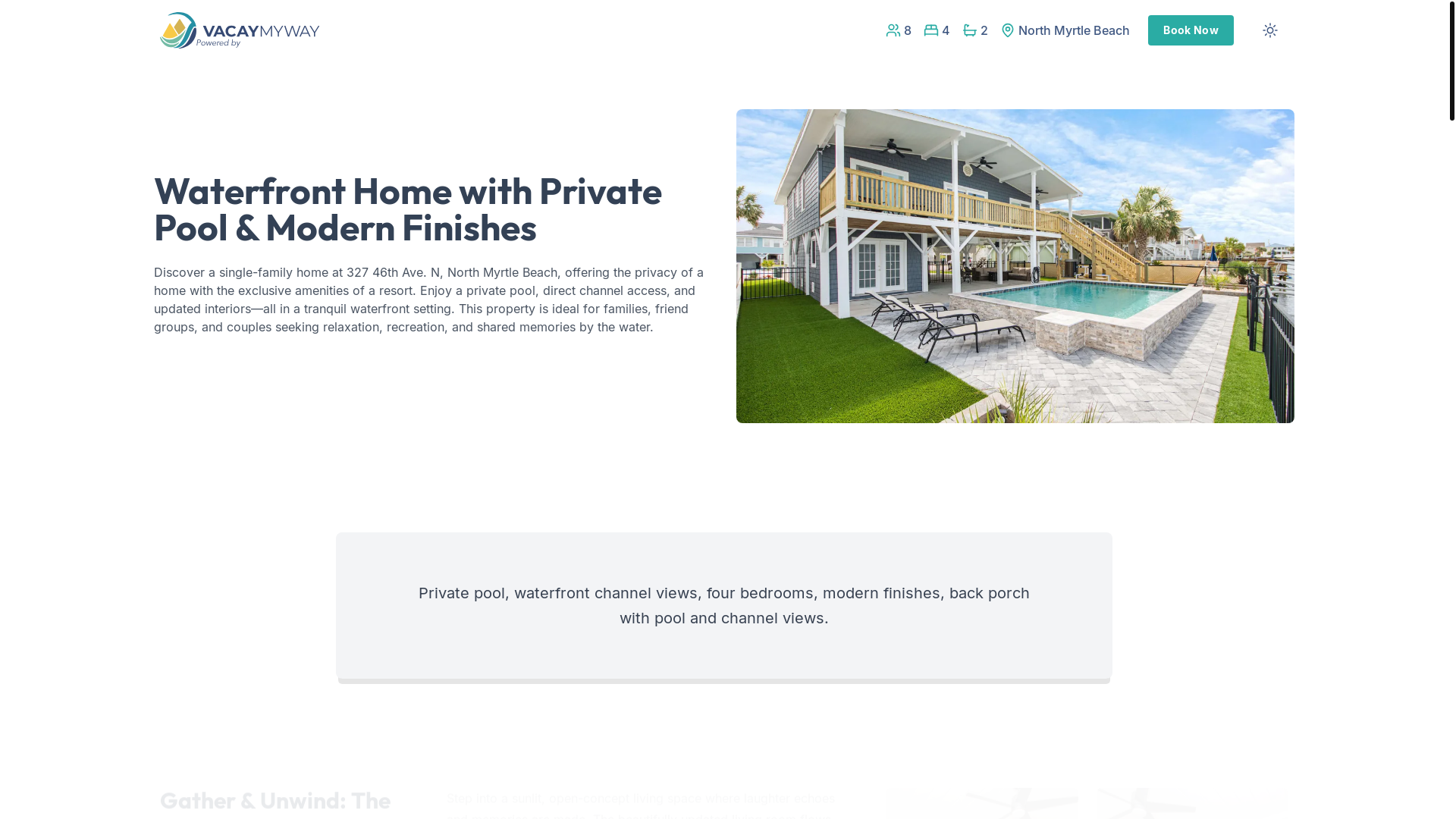 website screenshot of https://serenegrove.vacations/