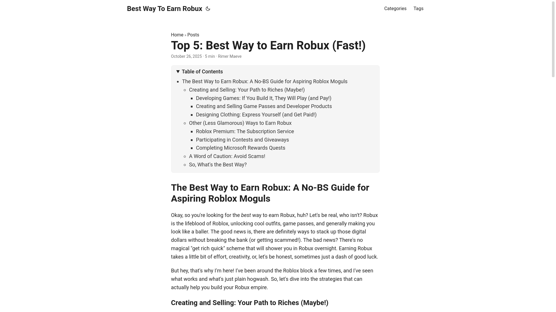 website screenshot of https://best-way-to-earn-robux.pages.dev/