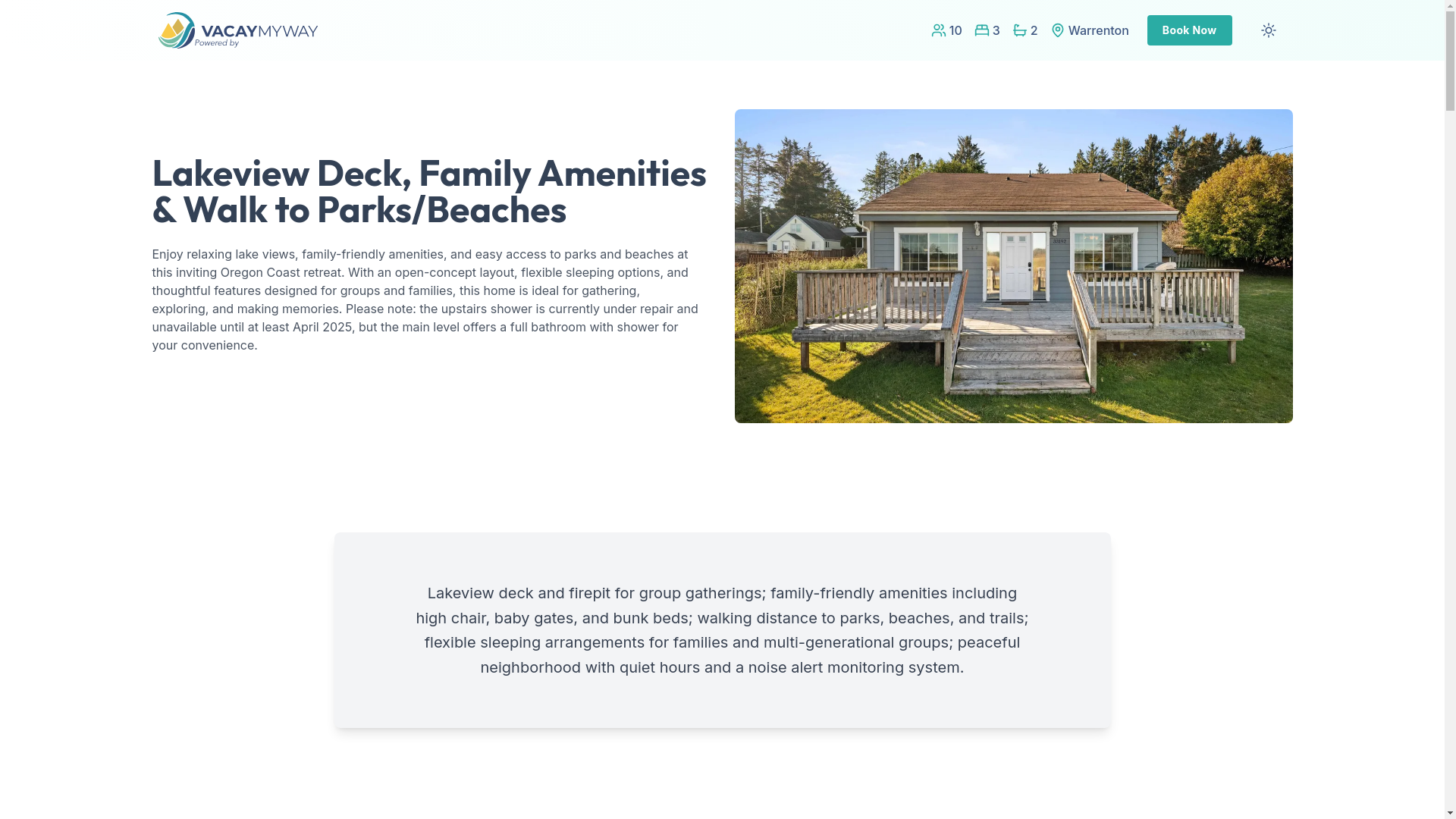 website screenshot of https://lakeviewdeck.house/