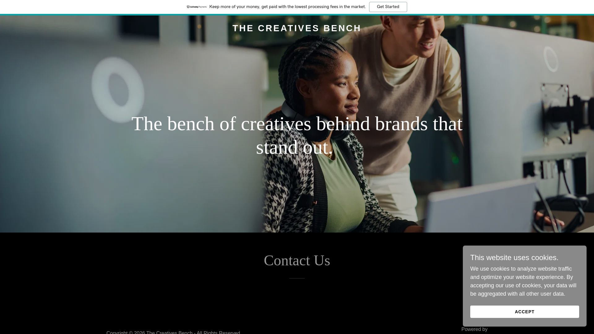 website screenshot of https://thecreativesbench.com/