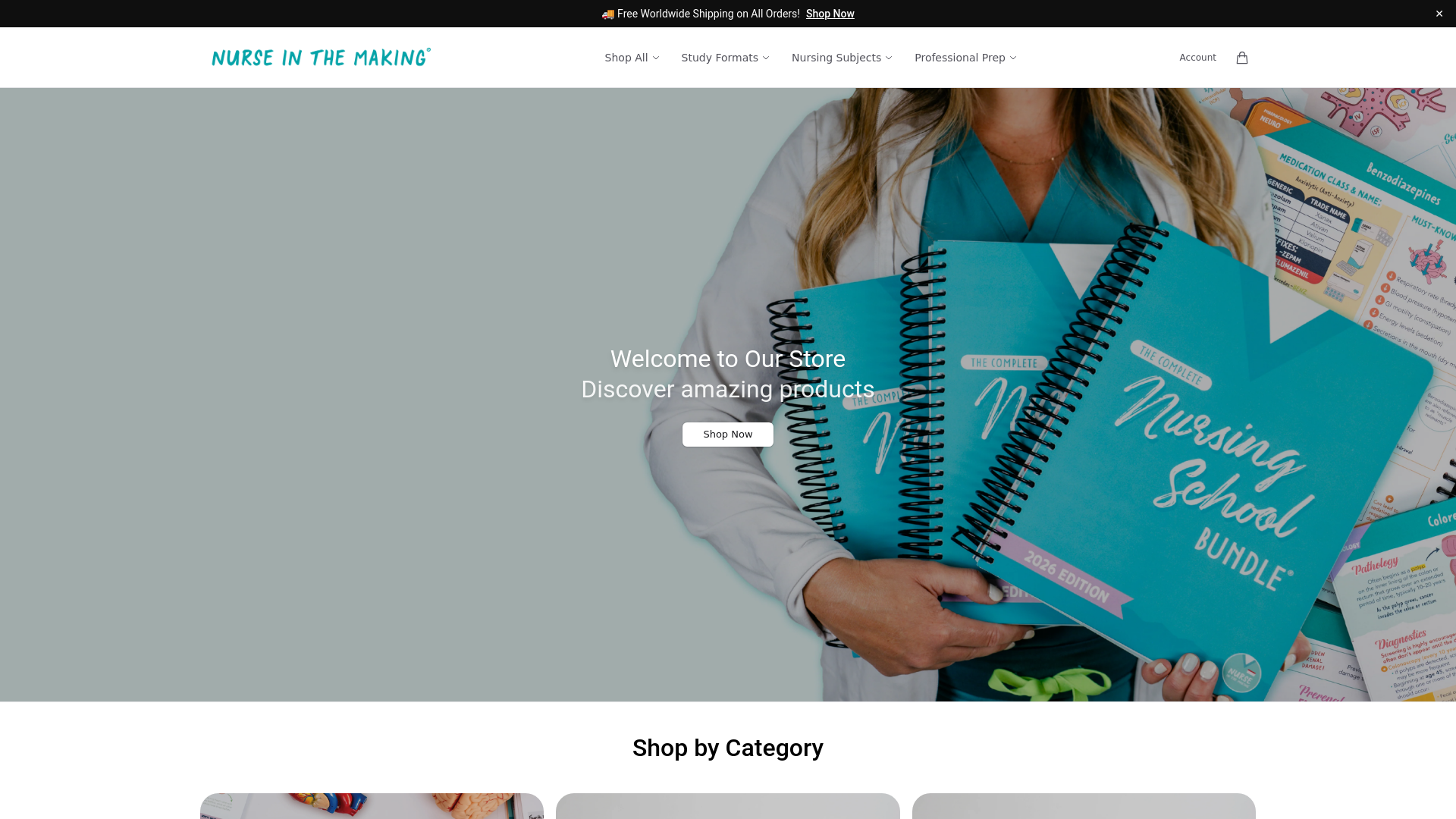 website screenshot of https://getnurseinthemaking.shop