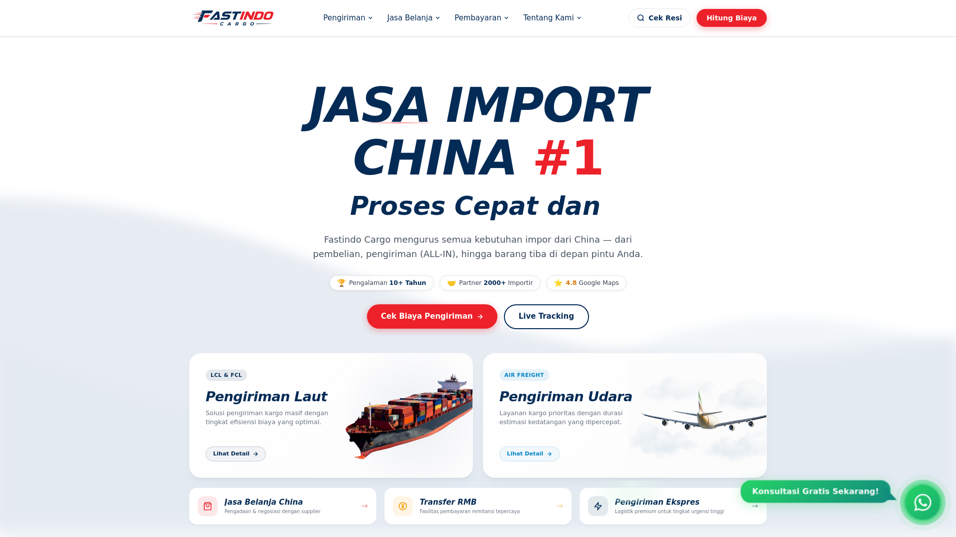 website screenshot of https://fastindocargo.com/