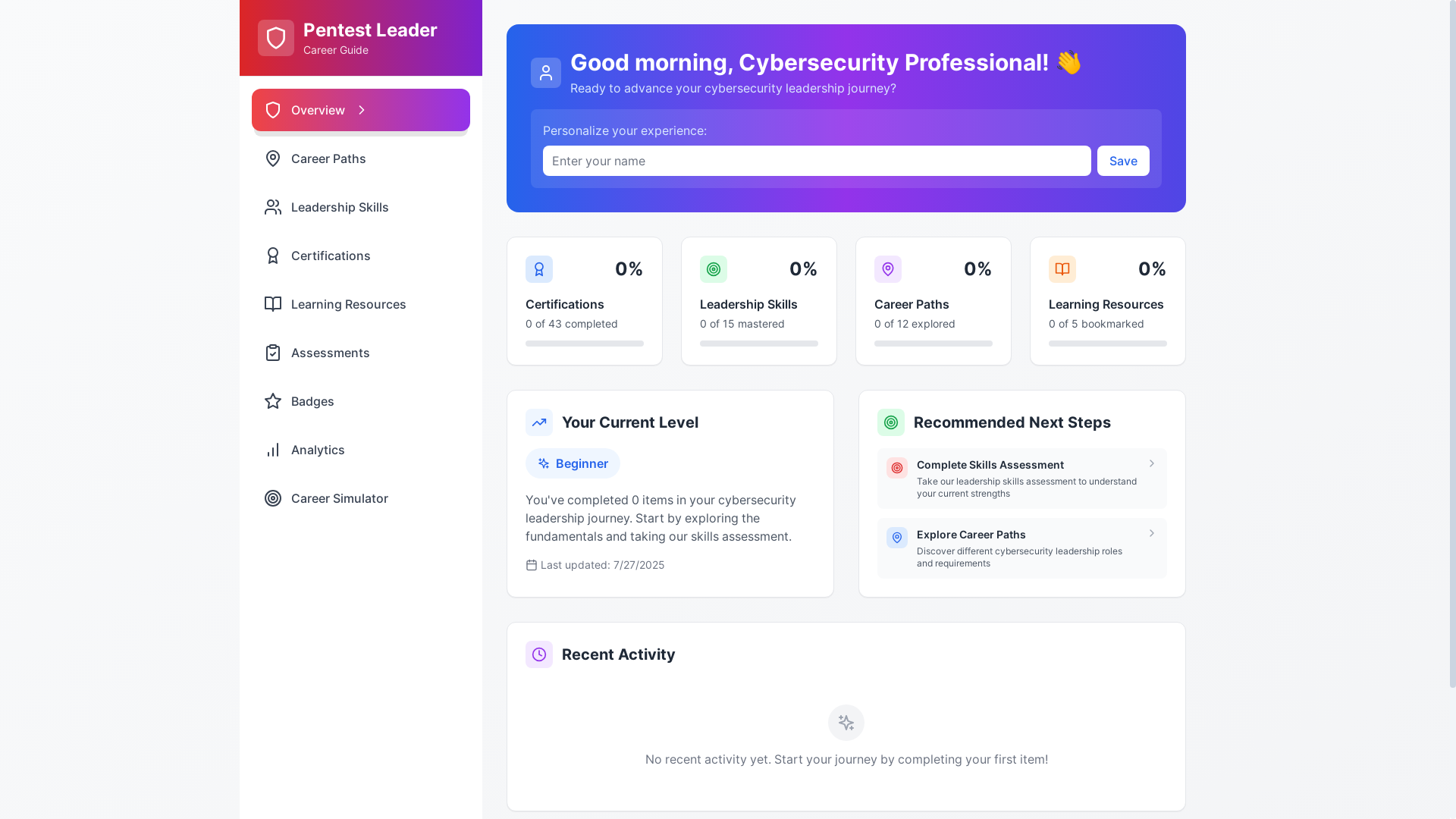 website screenshot of https://pentest-leader.pages.dev/