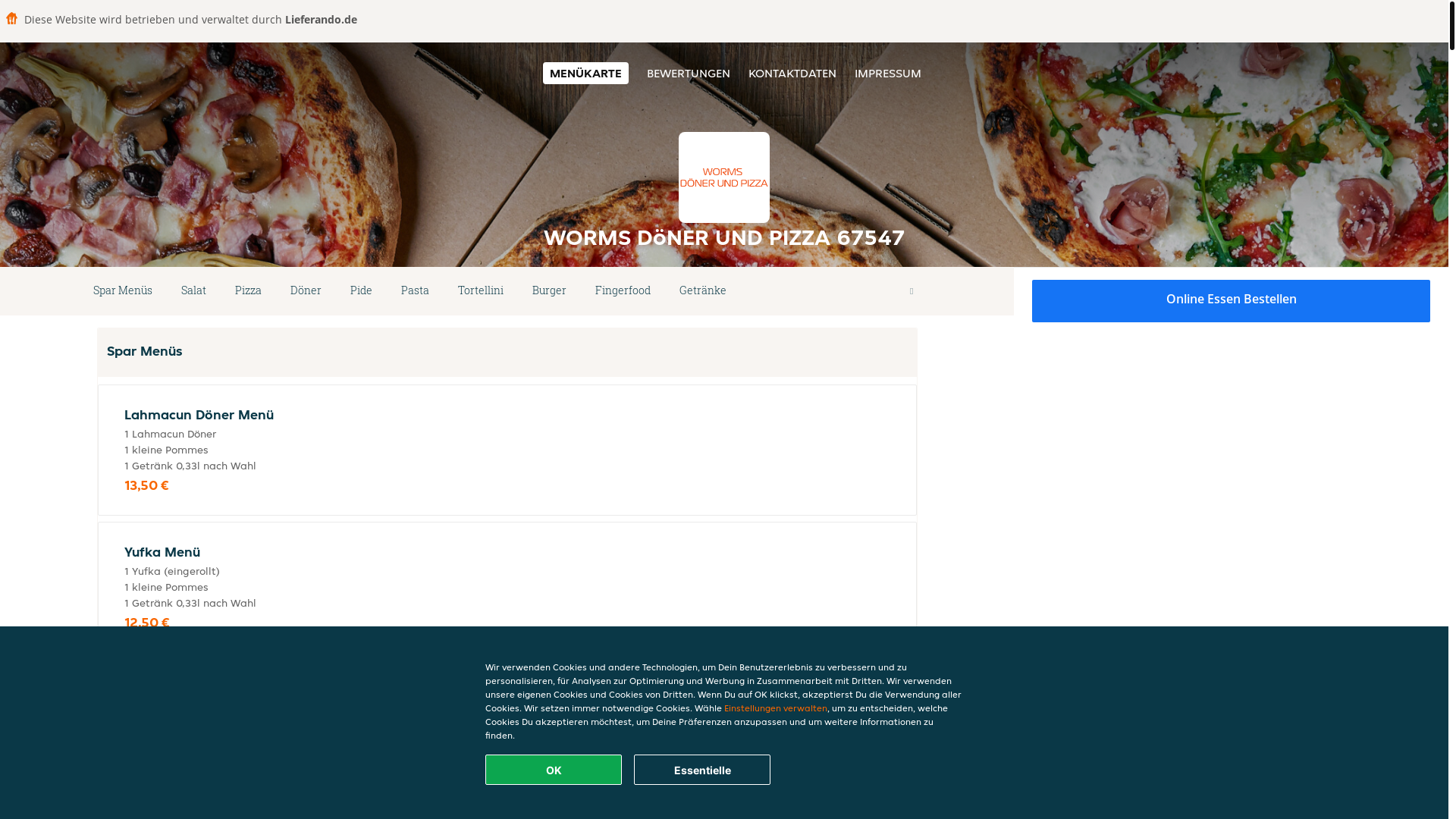 website screenshot of https://wormsdonerundpizza-worms.de/