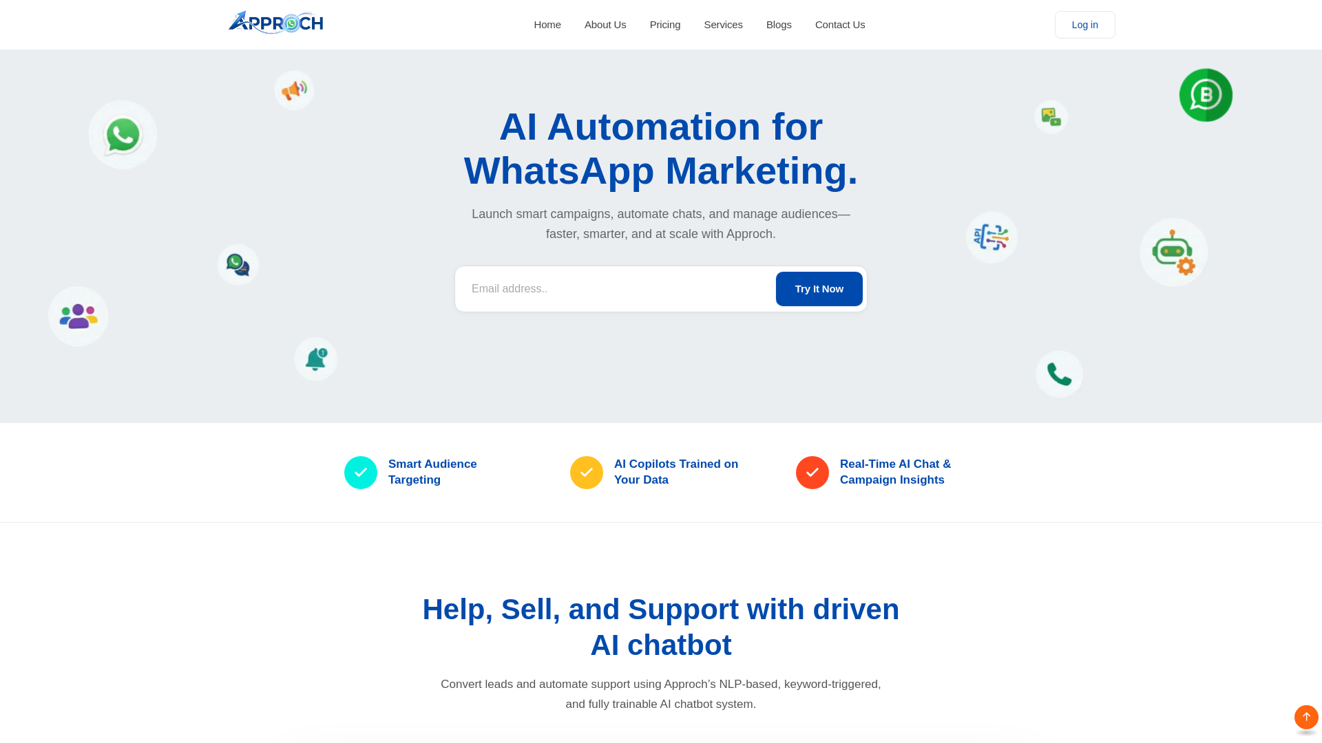 website screenshot of https://approchwhatsappcloud.com/