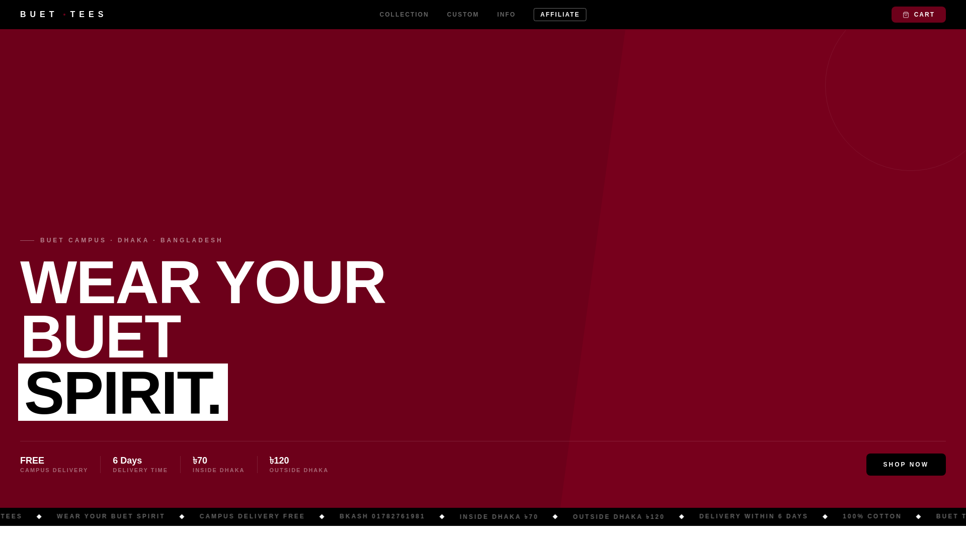 website screenshot of https://buettees.shop