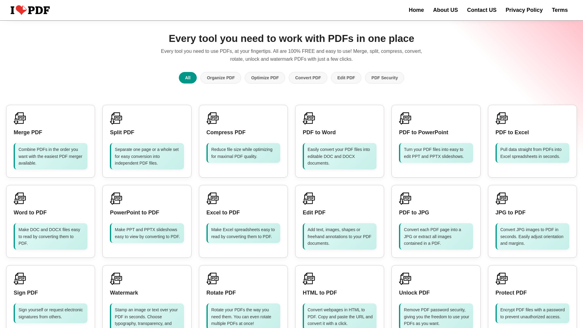 website screenshot of https://iloveepdff.com/