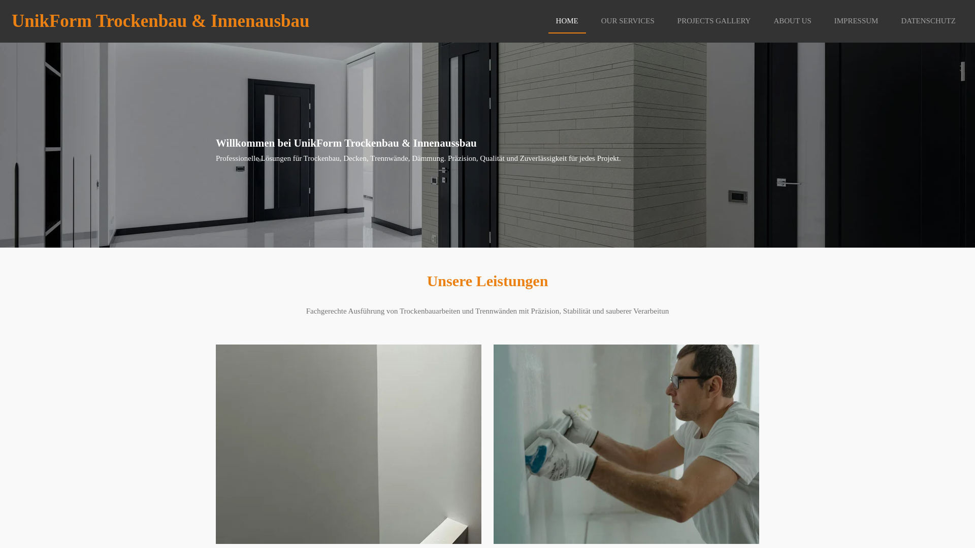 website screenshot of https://unikform-trockenbau.de/