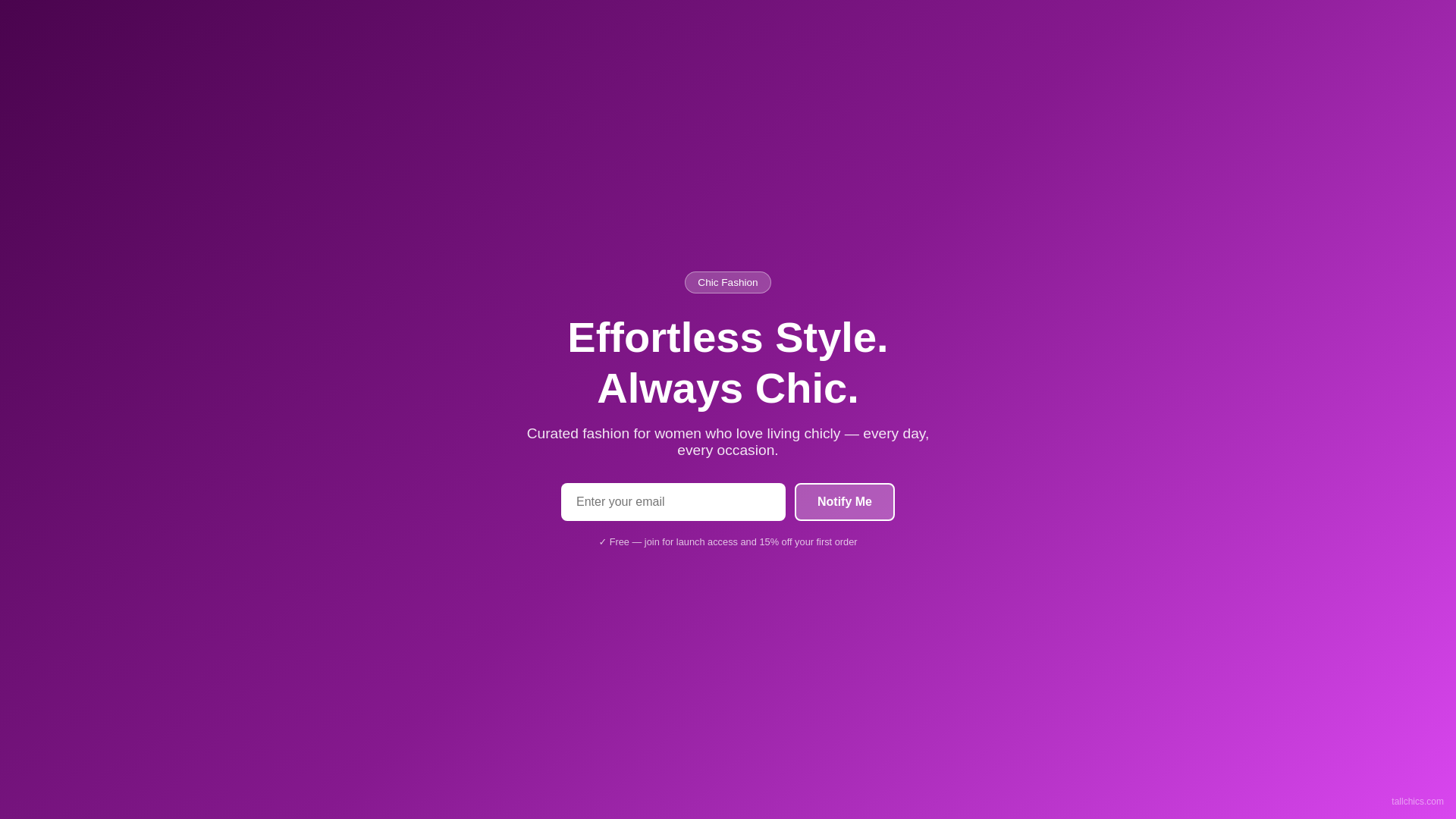 website screenshot of https://tallchics.com/
