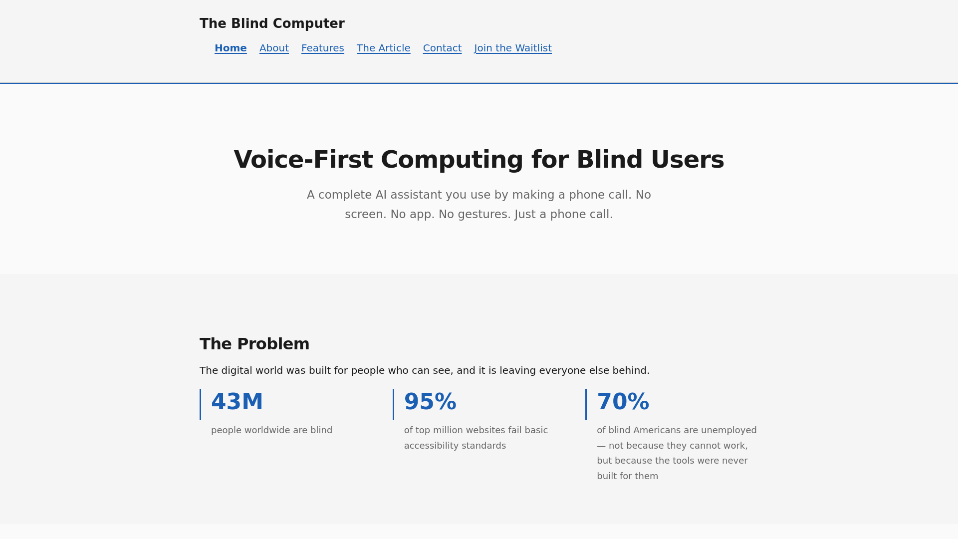 website screenshot of https://theblindcomputer-website.pages.dev/