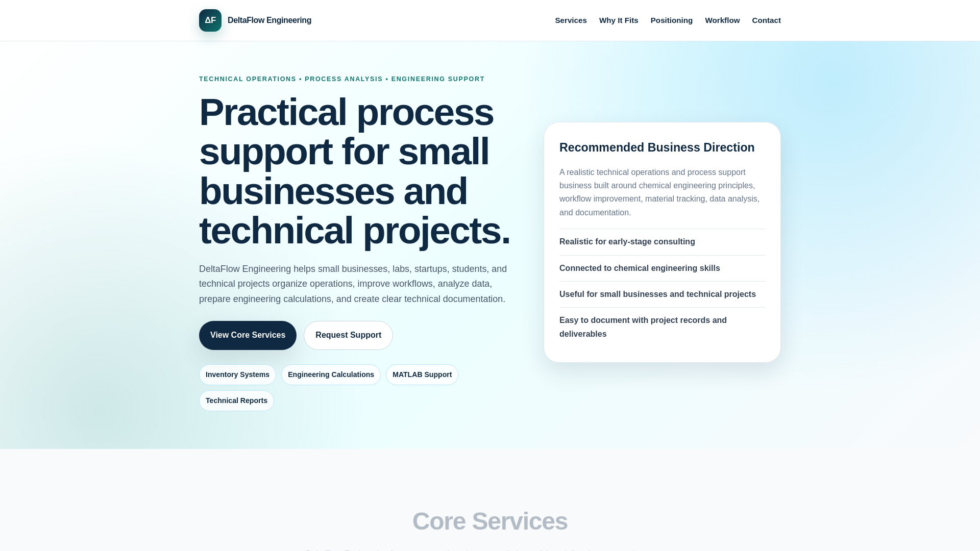 website screenshot of https://deltaflowengineering.com/