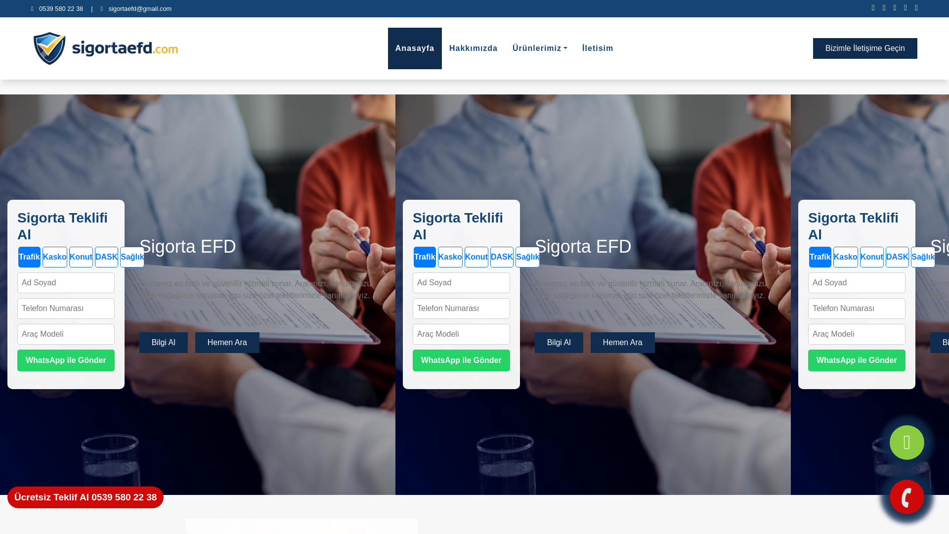 website screenshot of https://sigortaefd.com/